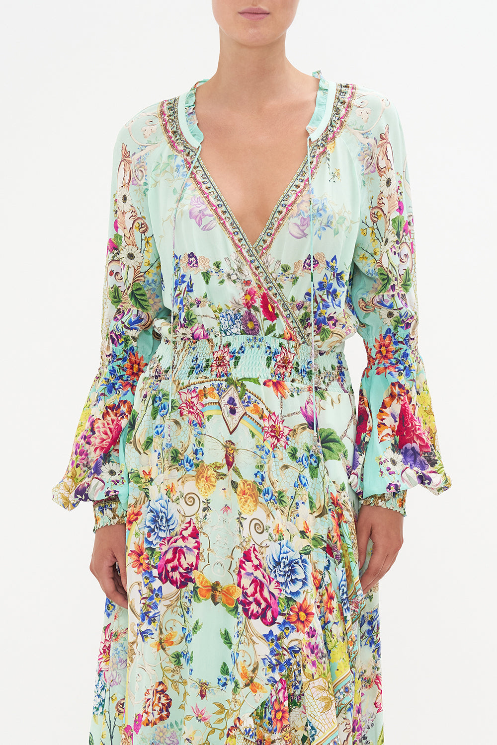 Camilla Blouson Sleeve Wrap Dress in Boheme