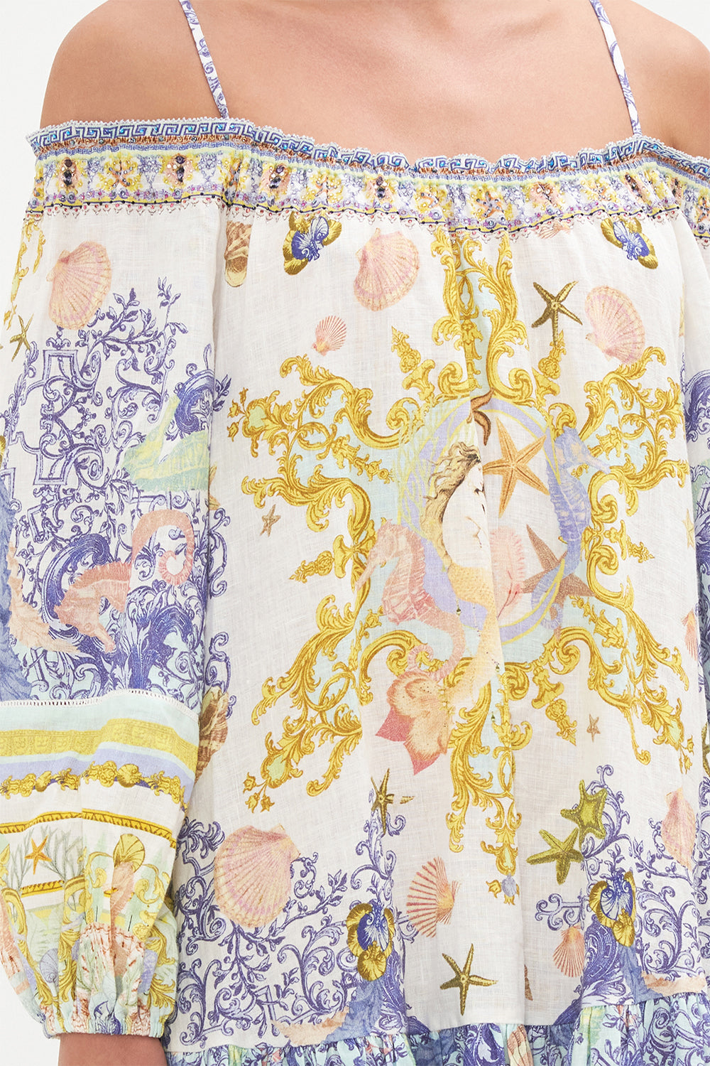 OFF SHOULDER DRESS WITH STRAPS STAR OF THE SEA