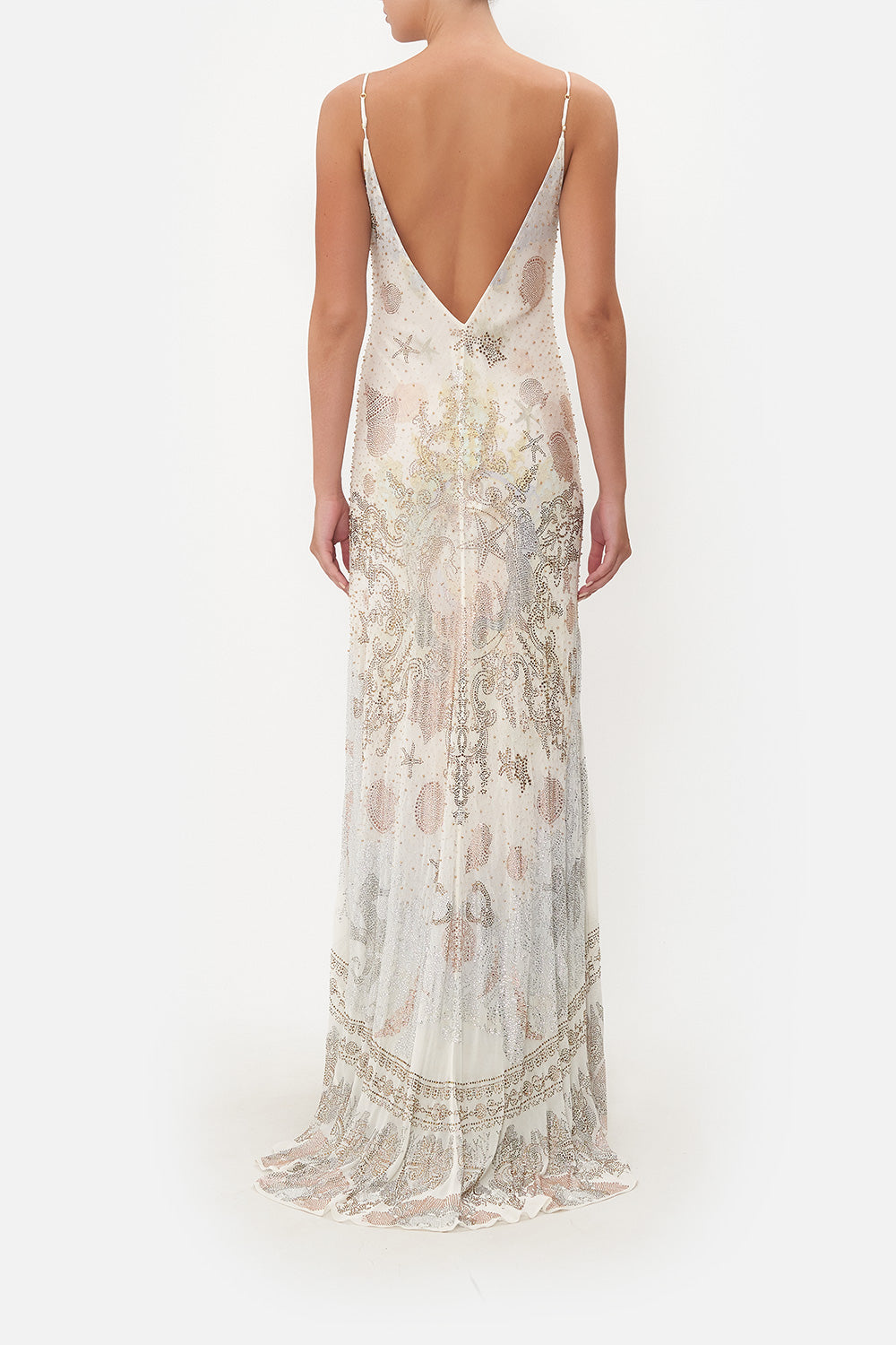 V NECK FULL LENGTH BIAS SLIP DRESS STAR OF THE SEA