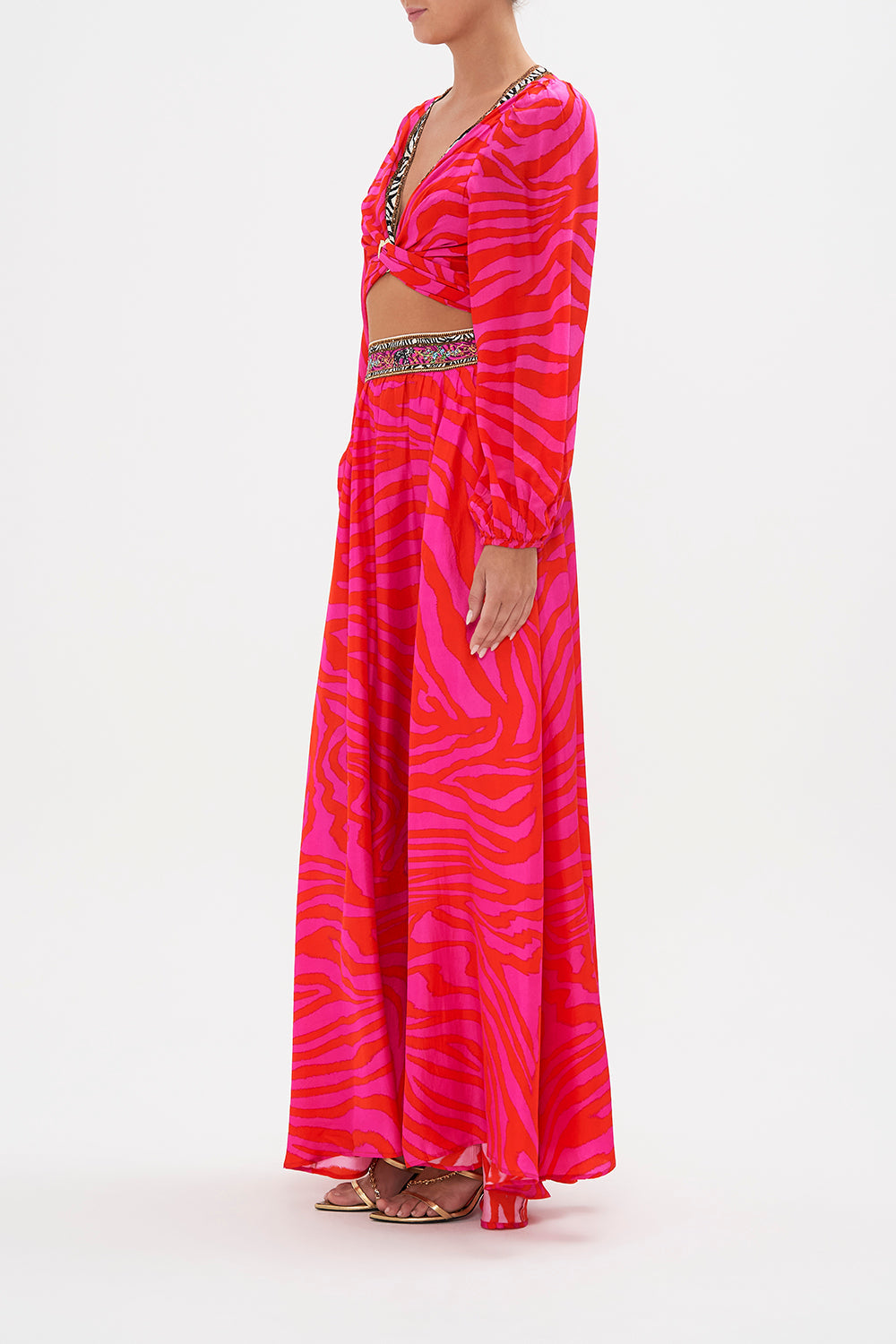 FULL SKIRT WITH GATHERED FRONT PANEL ZEBRA ZONE