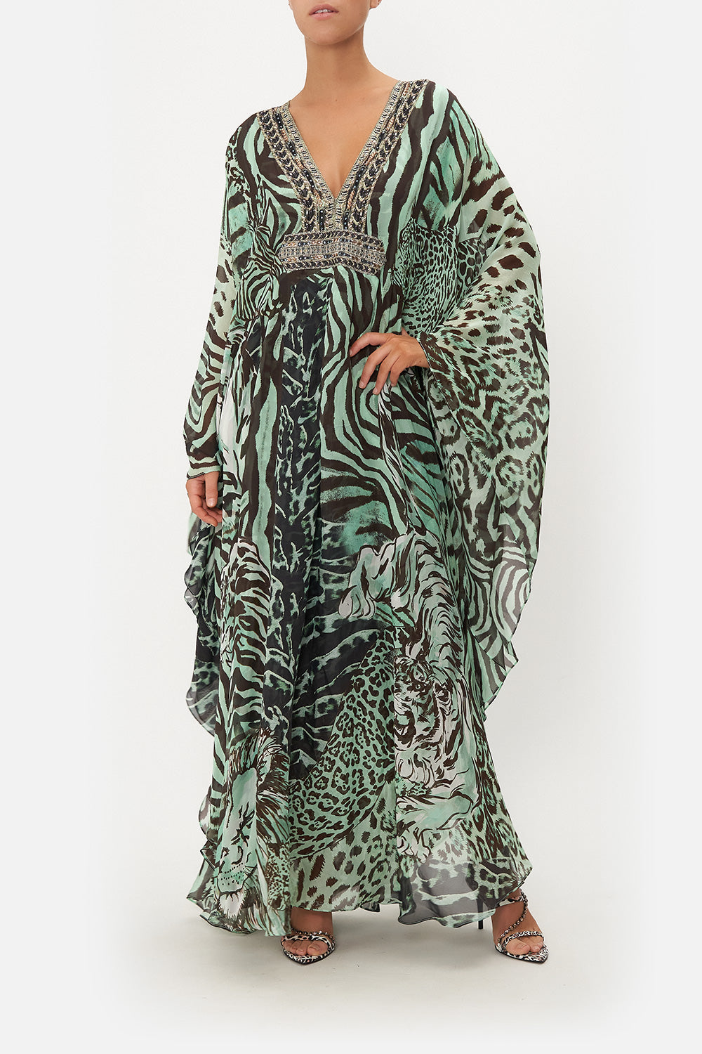 BELTED KAFTAN WITH ARM DETAIL LEOPARD LORE