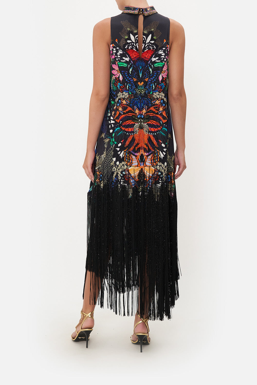 HIGH COLLAR SHIFT DRESS FLUTTER BY