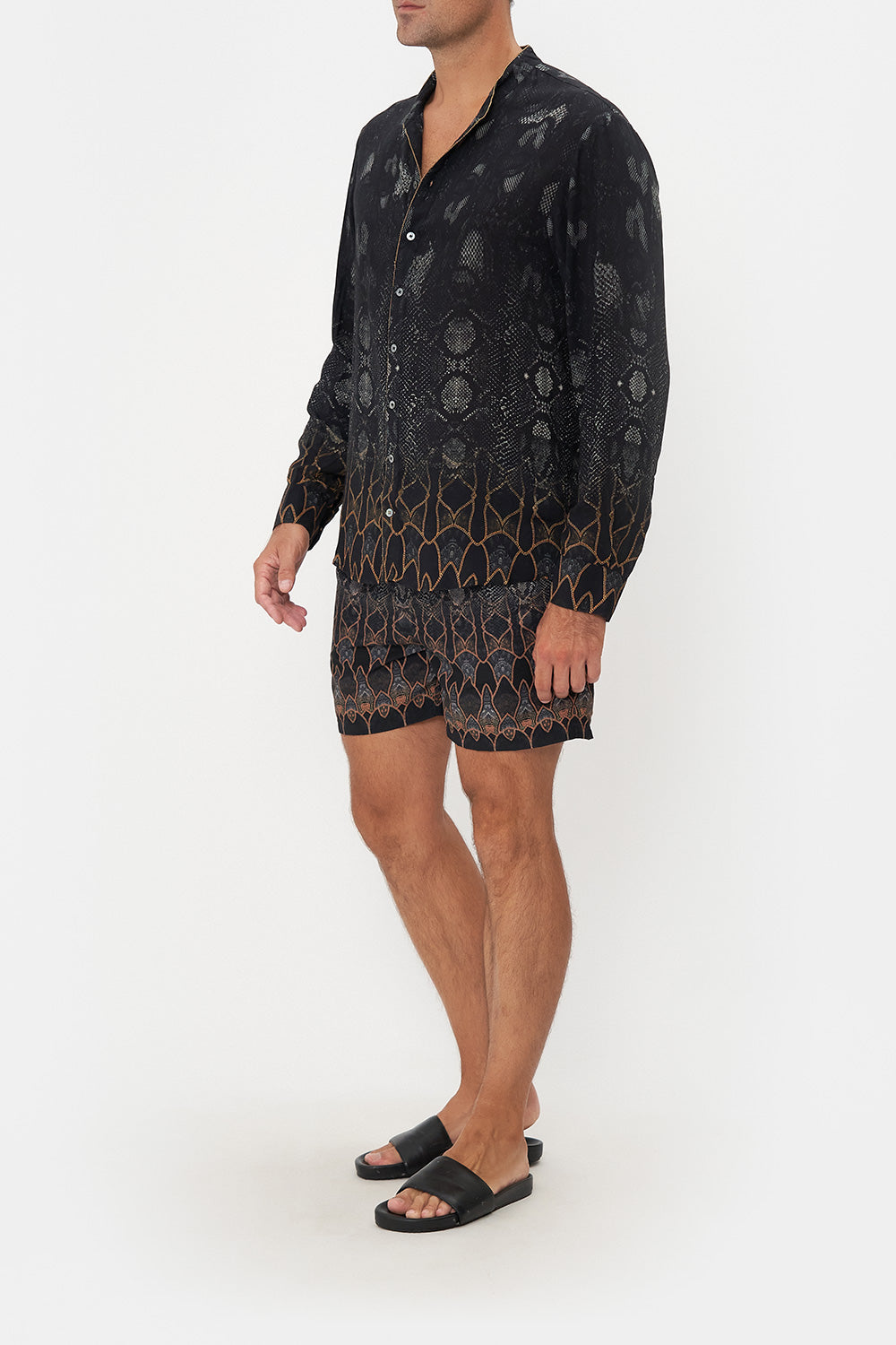 LONG SLEEVE MANDARIN COLLAR SHIRT WILD HORSES