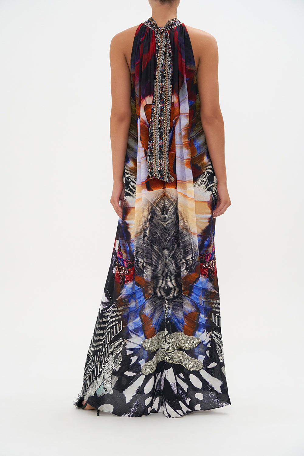 TIE NECK LONG DRESS WINGS OF MARIPOSA