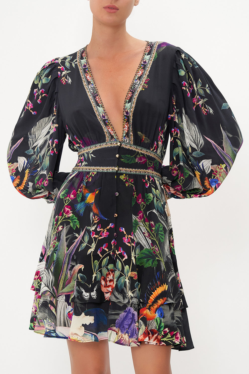 BUTTON FRONT FRILL DRESS PARADISO PLACE