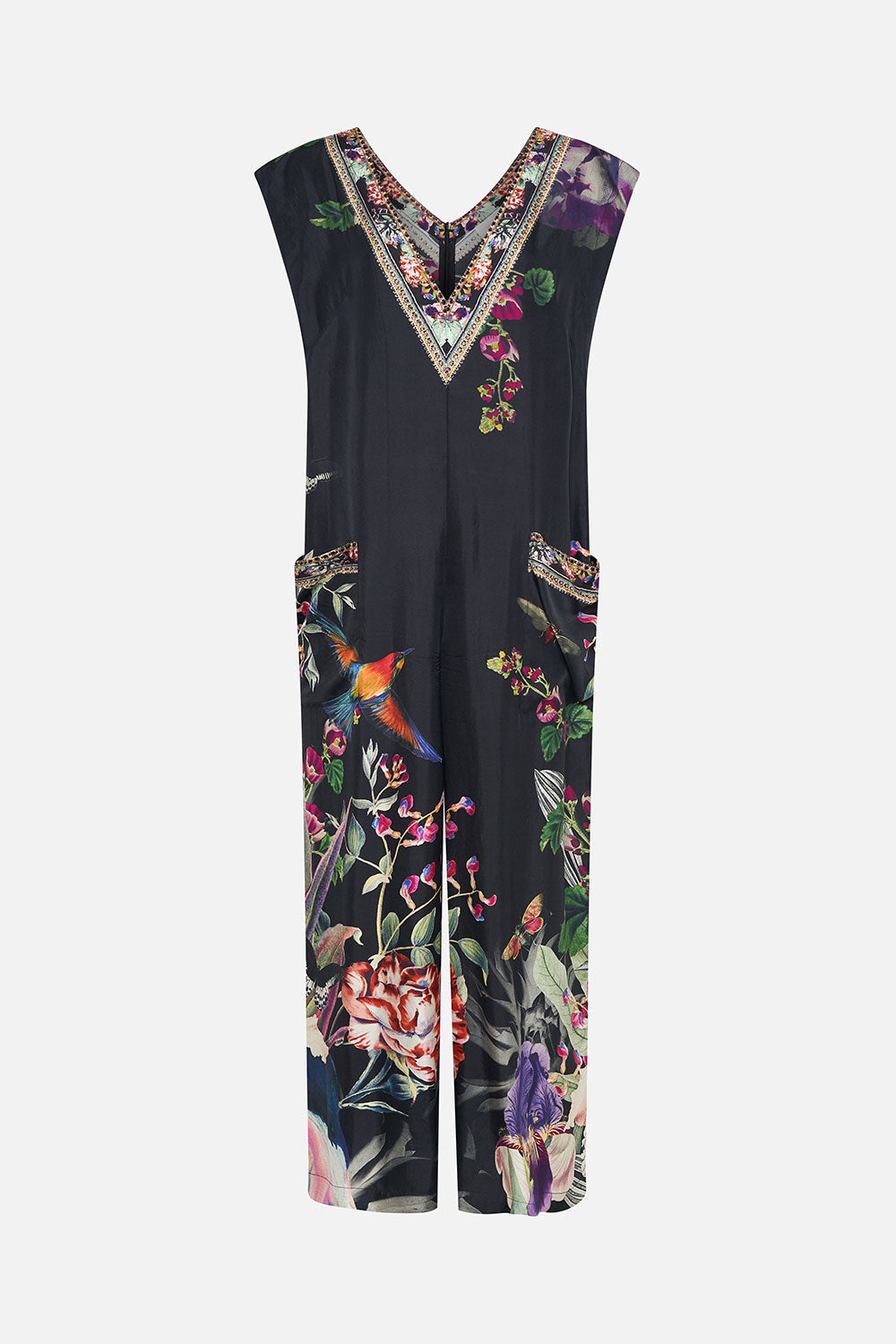 V NECK JUMPSUIT WITH PATCH POCKETS PARADISO PLACE