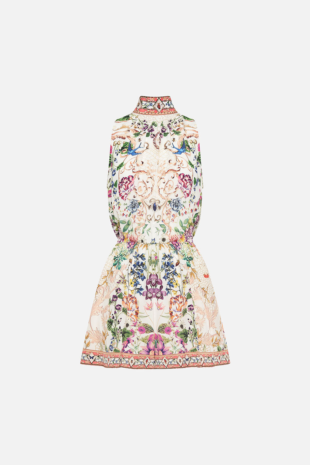 NECK TIE PLAYSUIT WITH ELASTIC WAIST QUEENS BEE HIVE