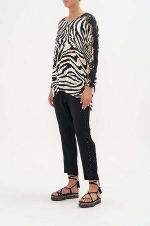 OVERSIZE LONG SLEEVE KNIT TOP EARN YOUR STRIPES