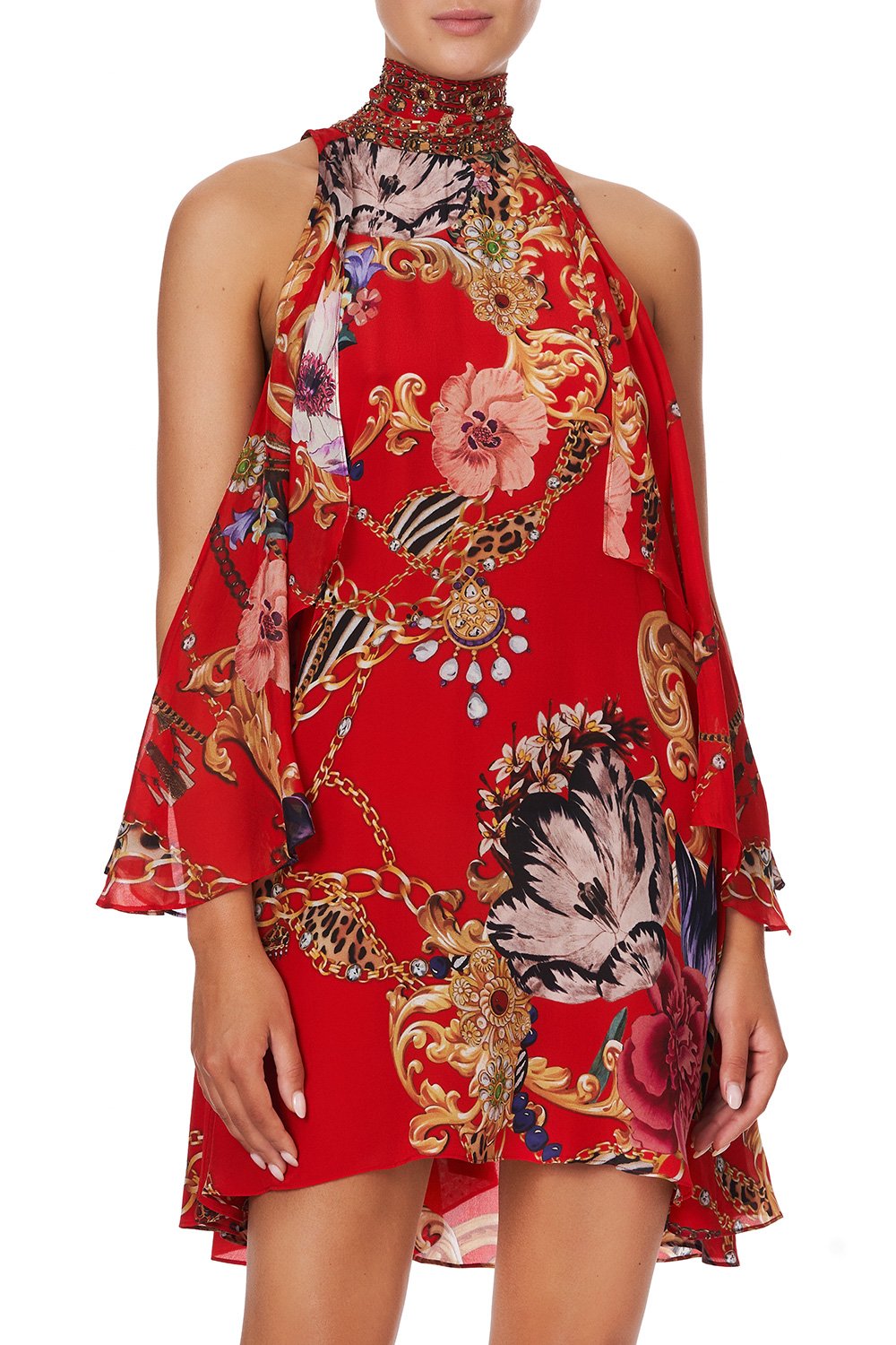 NECK TIE SHORT DRESS PRIMA DONNA