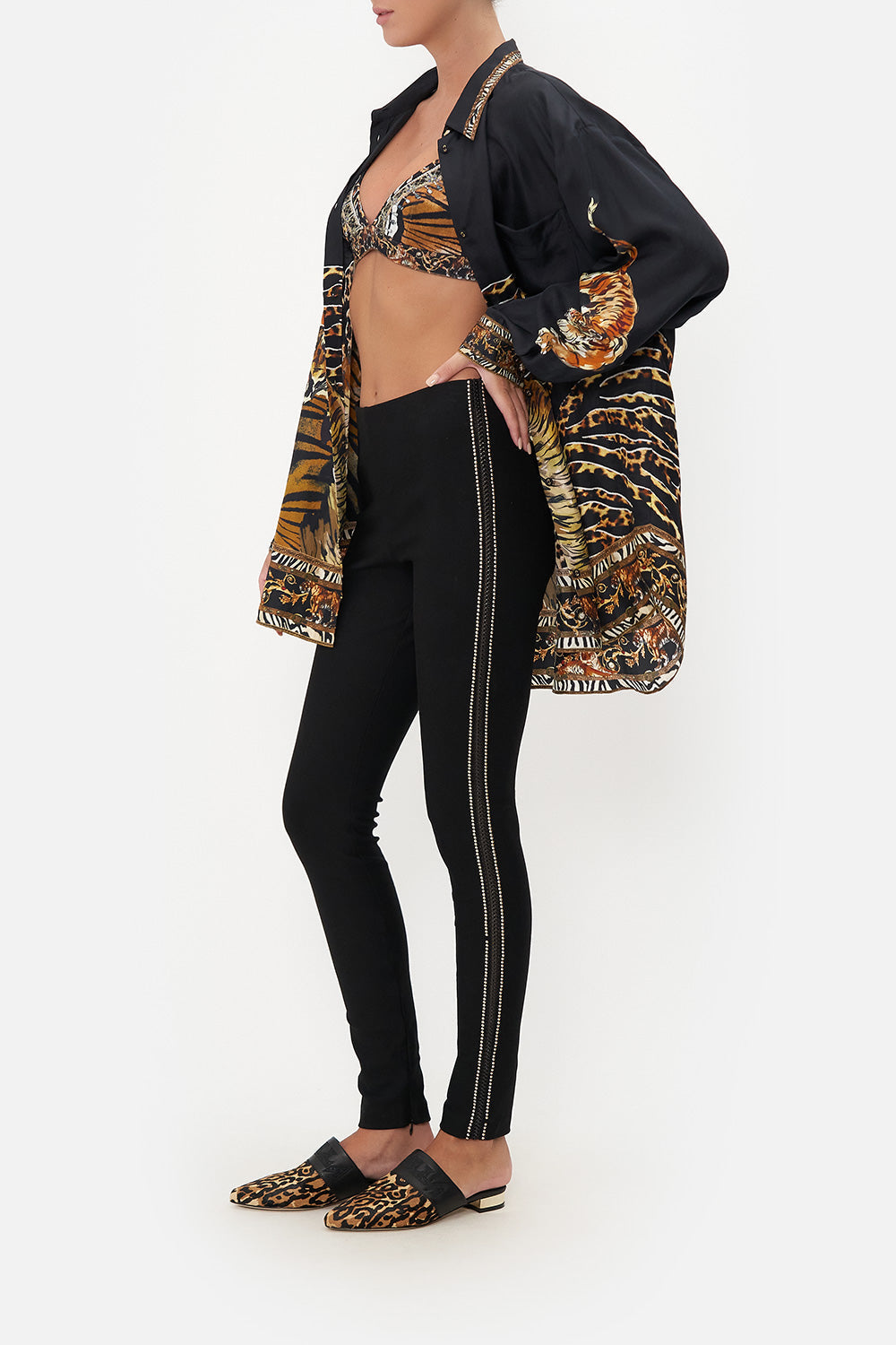 PONTE PANT WITH ANKLE ZIP TIGER TALK