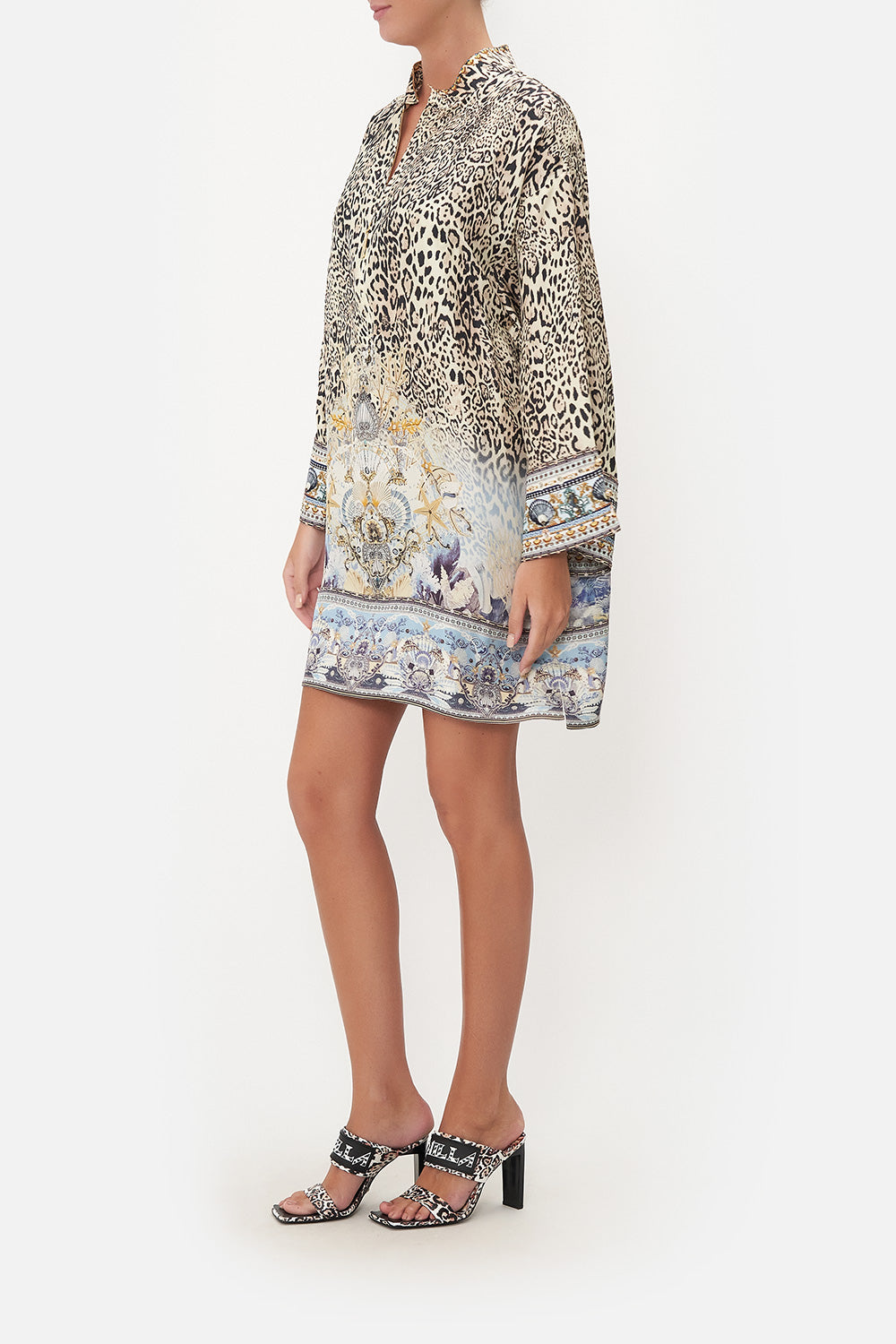 ZIP FRONT SHIRT DRESS SEAHORSE SONNET