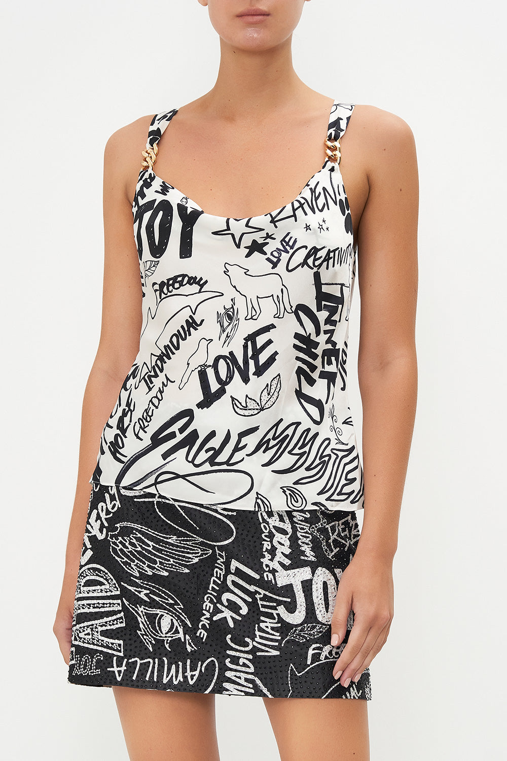 BIAS SLIP TANK WITH WIDE STRAPS CREATURE FEATURE