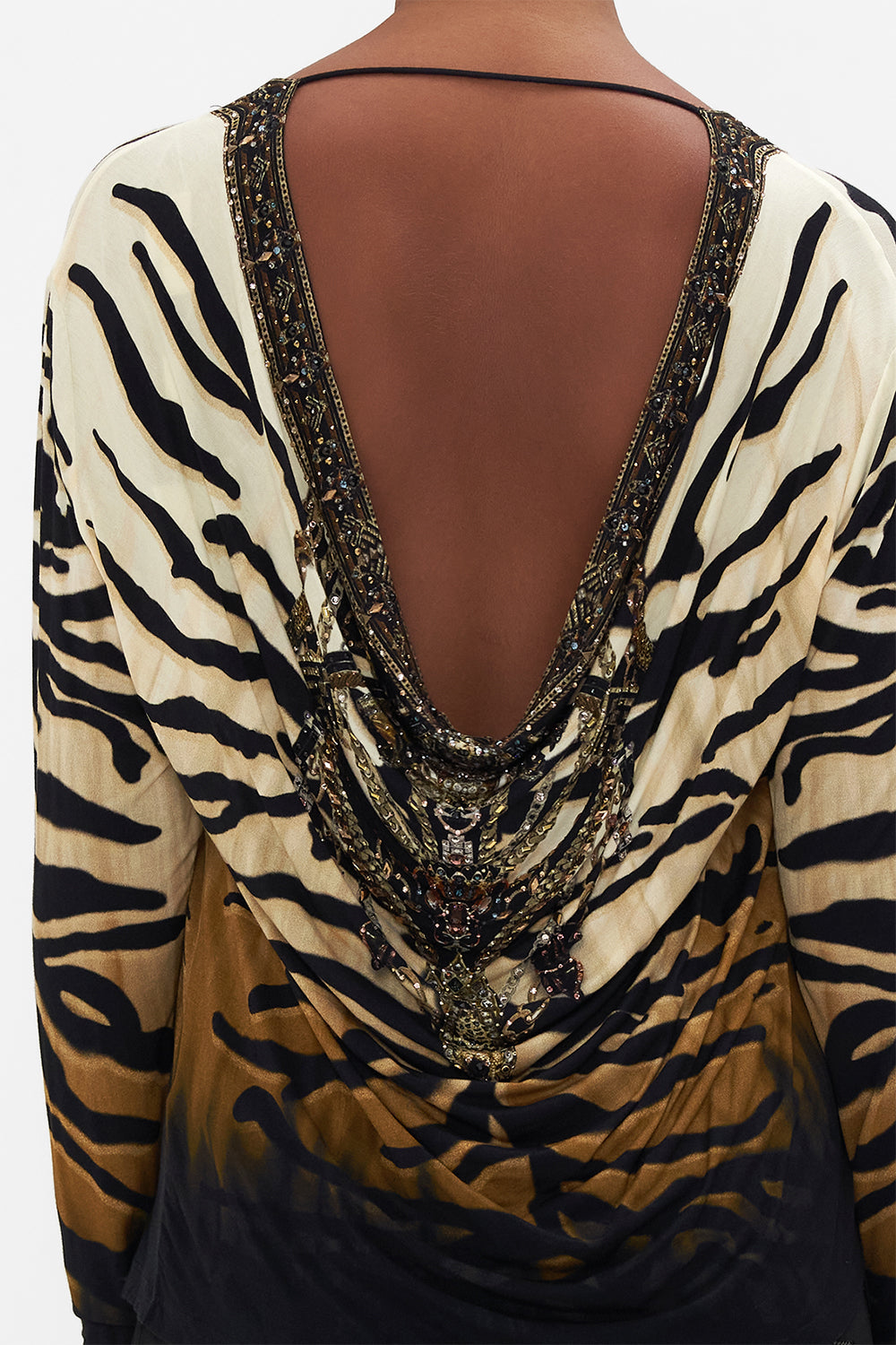 REVERSIBLE COWL LONG SLEEVE TEE TAME MY TIGER