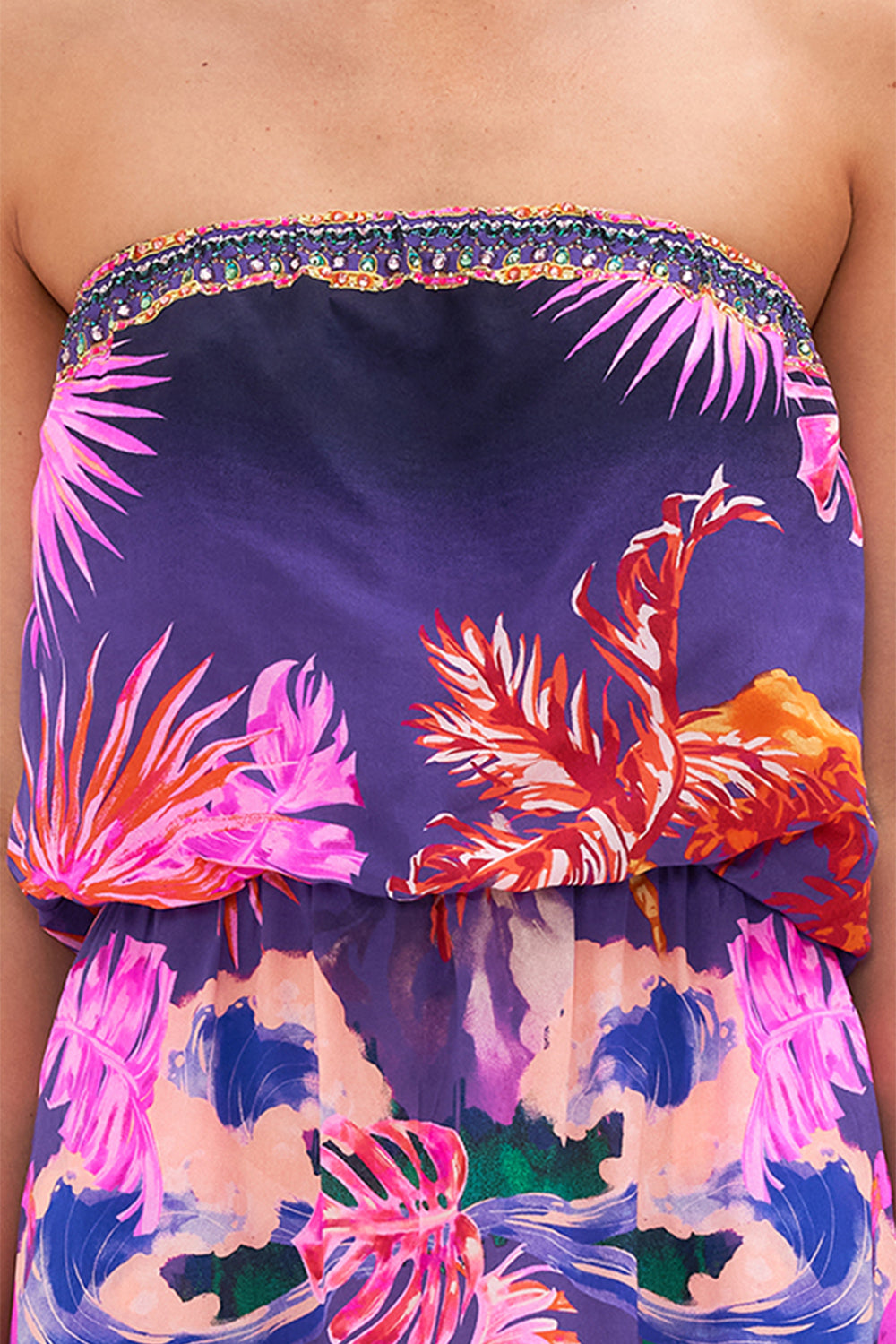 STRAPLESS BLOUSON DRESS FLIGHT OF THE FLAMINGO