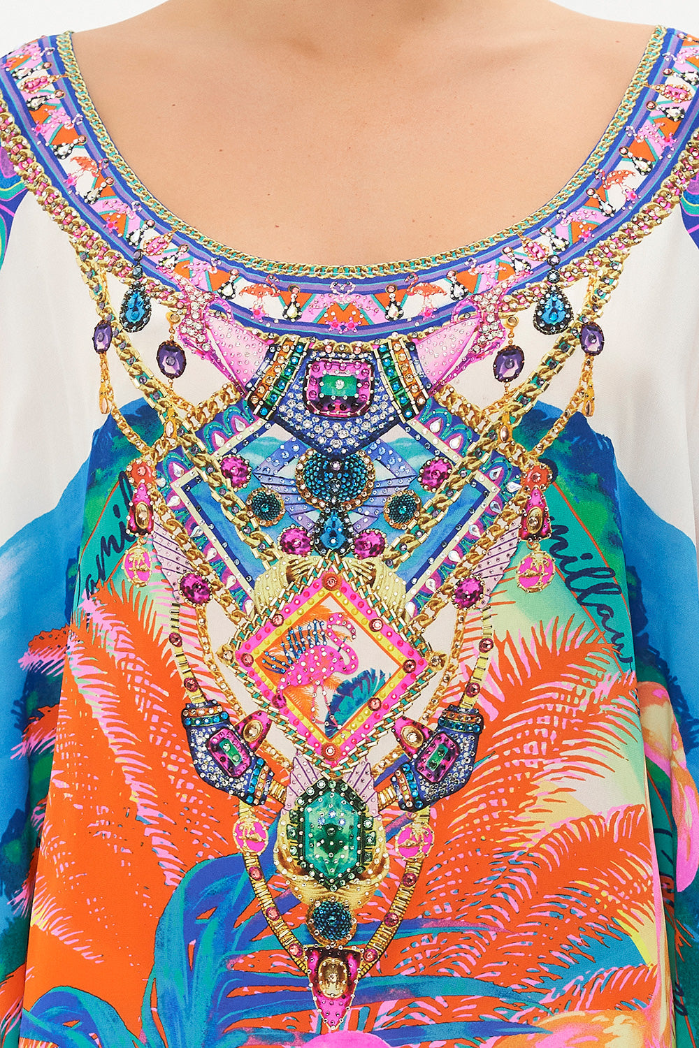 ROUND NECK KAFTAN FLAMENCO FLAMINGO