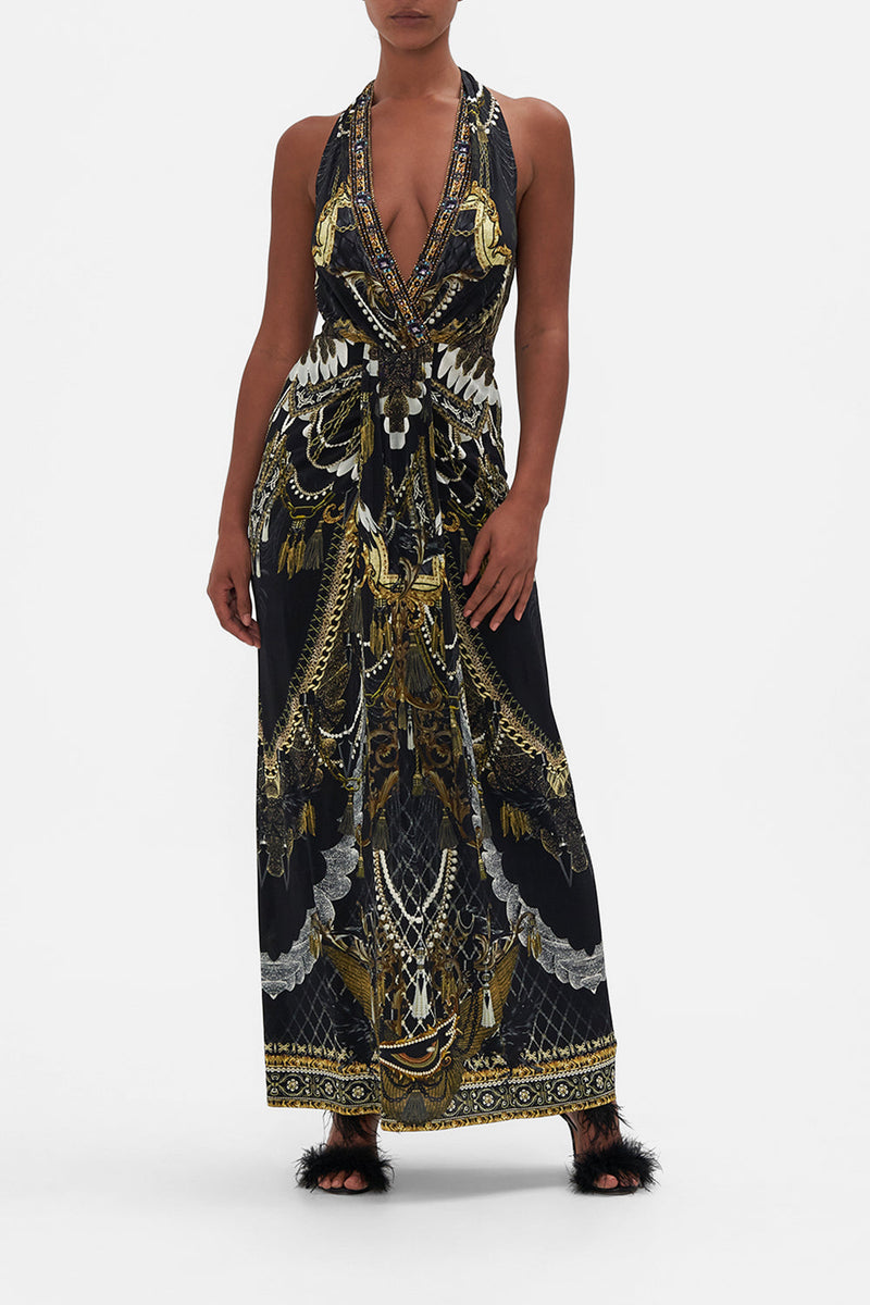 LONG JERSEY HALTER DRESS COSMIC TUSCAN