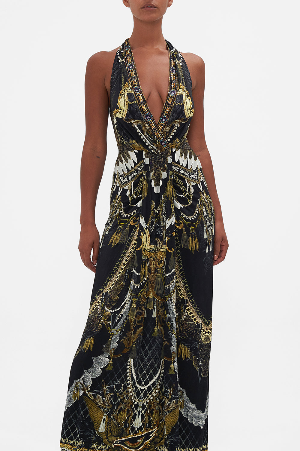LONG SLEEVE DEEP V SHORT DRESS RAVIN RAVEN