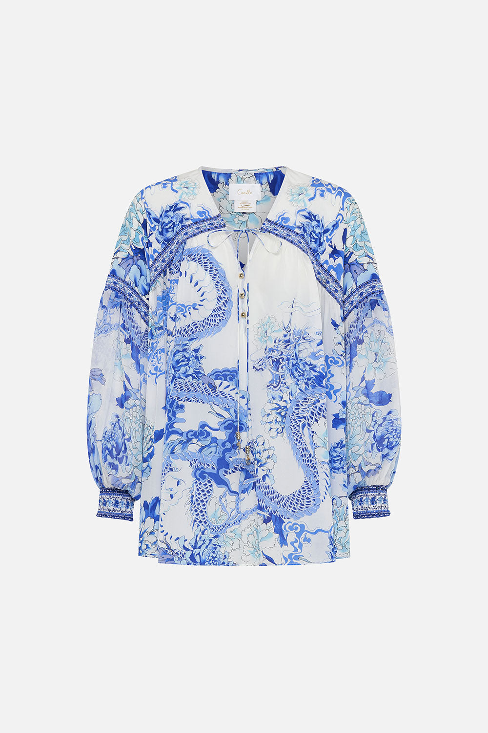BLOUSON BLOUSE WITH NECK TIE HEART OF A DRAGON
