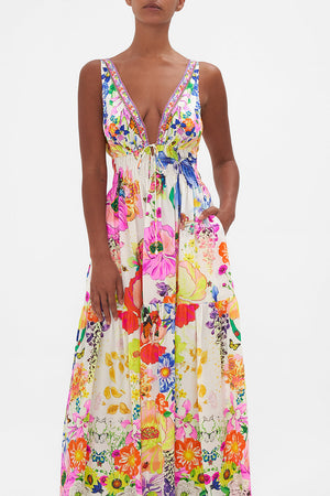 SHIRRED WAIST DETAIL LONG DRESS GROW AND GLOW