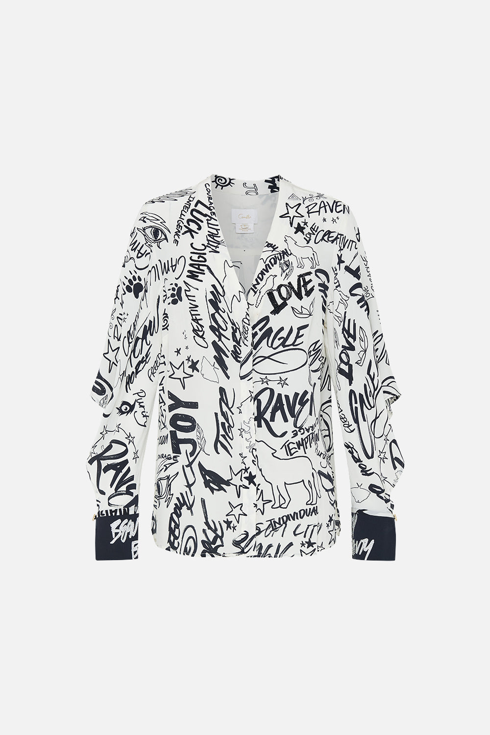 DRAPED OPEN SLEEVE BLOUSE CREATURE FEATURE