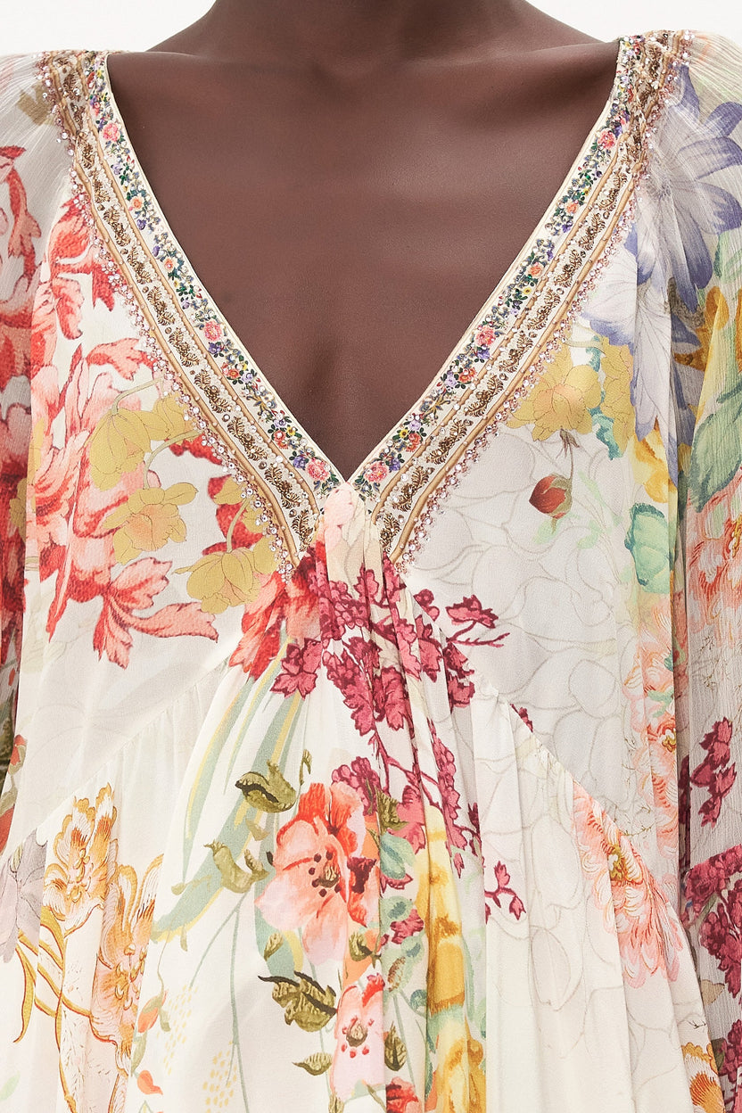 RAGLAN BLOUSE WITH SLEEVE RUFFLE ROMANTIC RITES – CAMILLA EU
