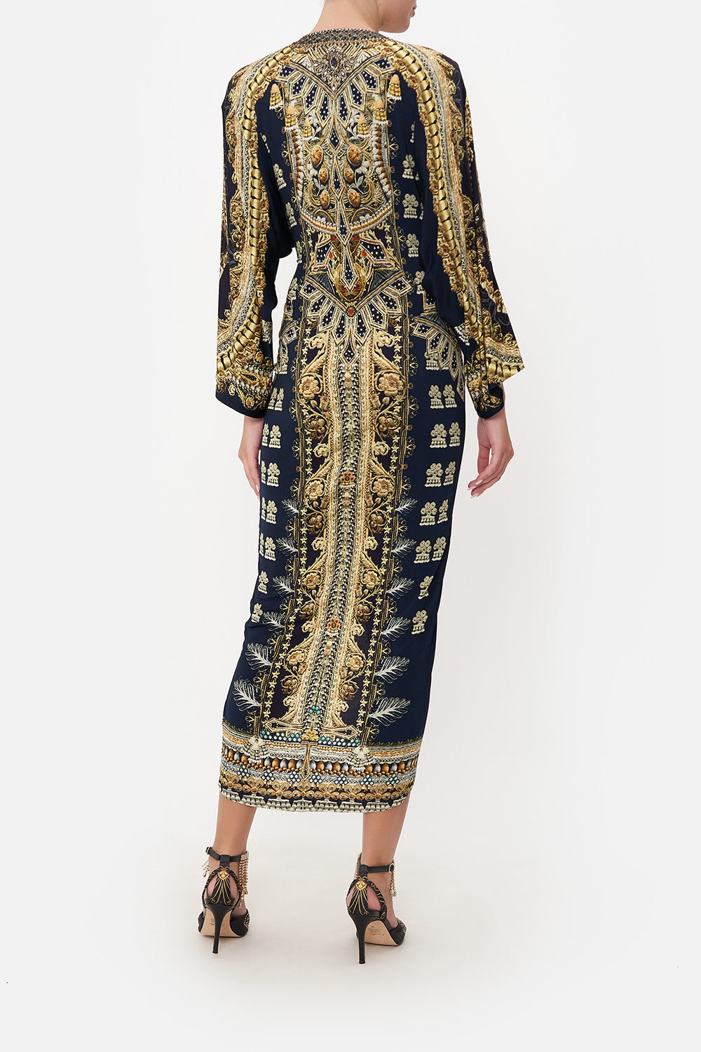 LONG SPLIT FRONT TWIST DRESS ITS ALL OVER TORERO