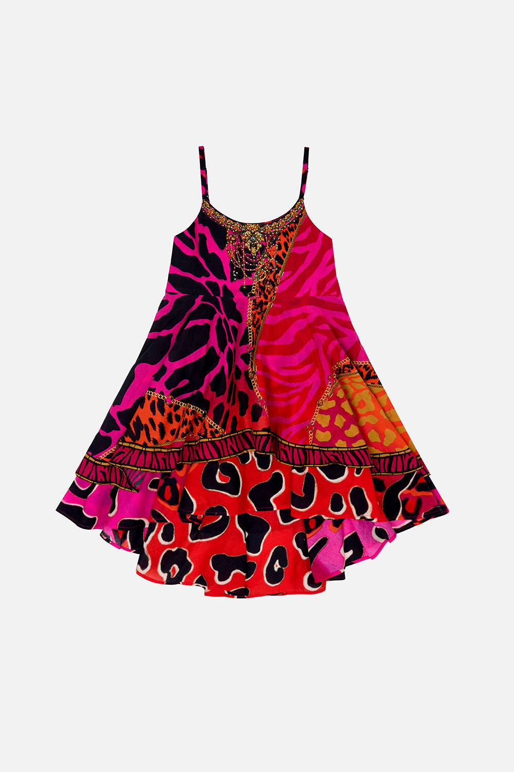 KIDS ROUND NECK TIERED DRESS 12-14 ALWAYS CHANGE YOUR SPOTS