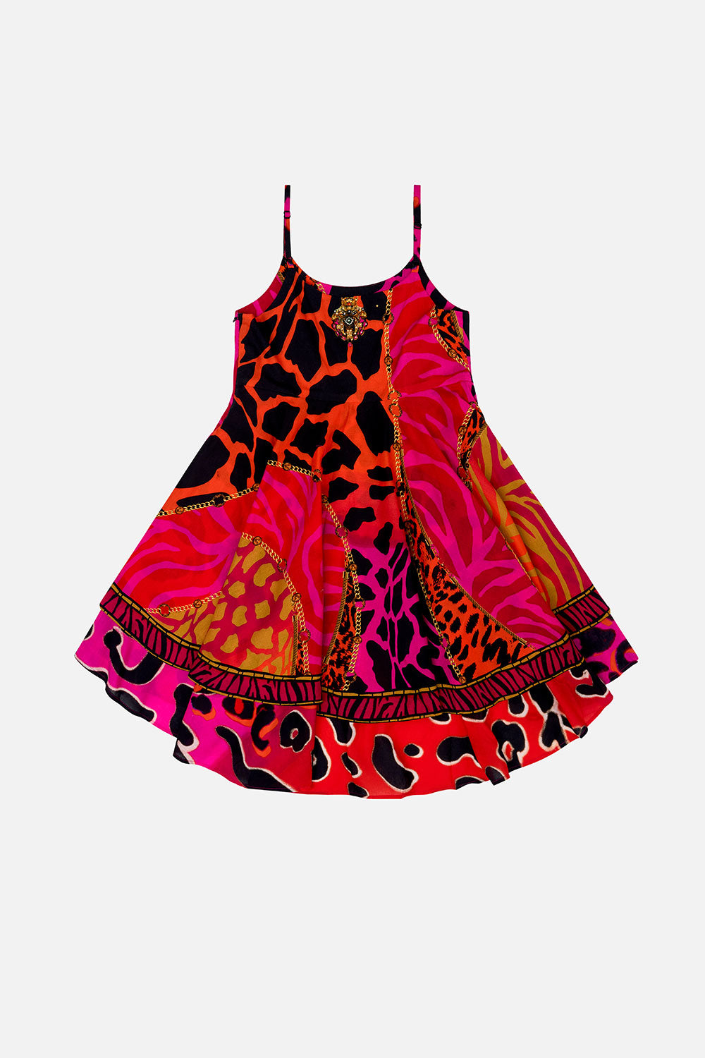 KIDS ROUND NECK TIERED DRESS 12-14 ALWAYS CHANGE YOUR SPOTS