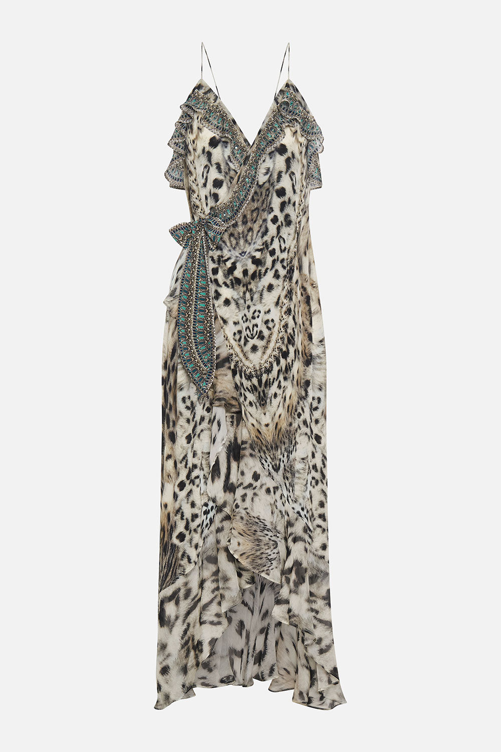 LONG WRAP DRESS WITH FRILL SNOW WHISPERS