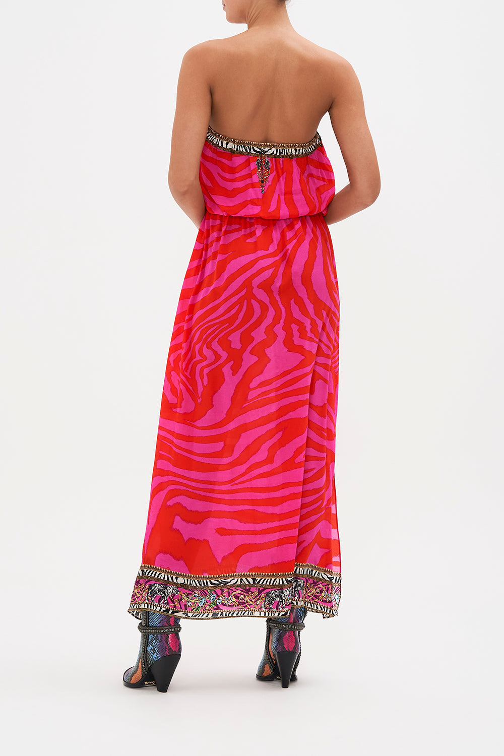 STRAPLESS BLOUSON DRESS ZEBRA ZONE