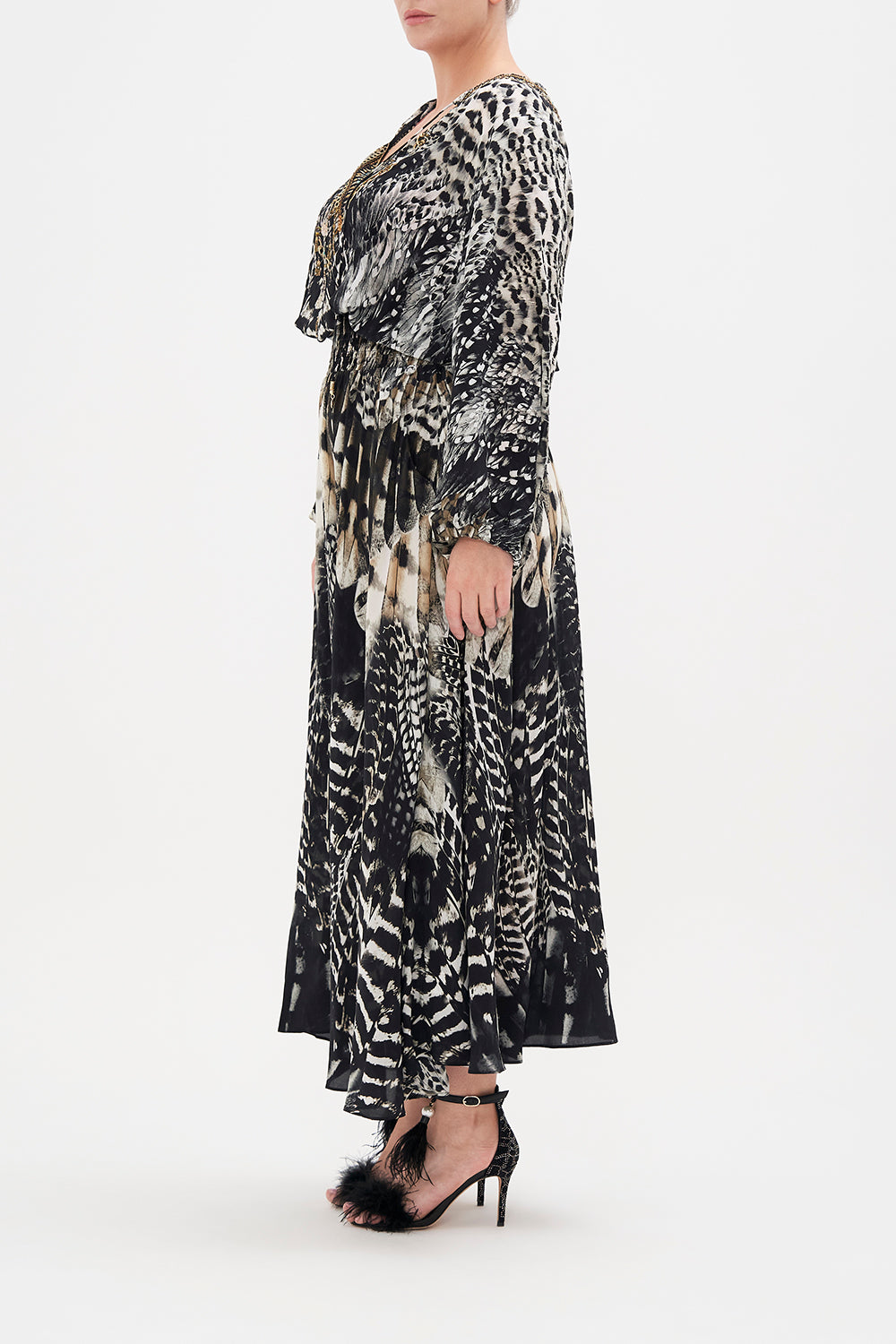 SHIRRED RELAXED FIT DRESS NIGHT OWL