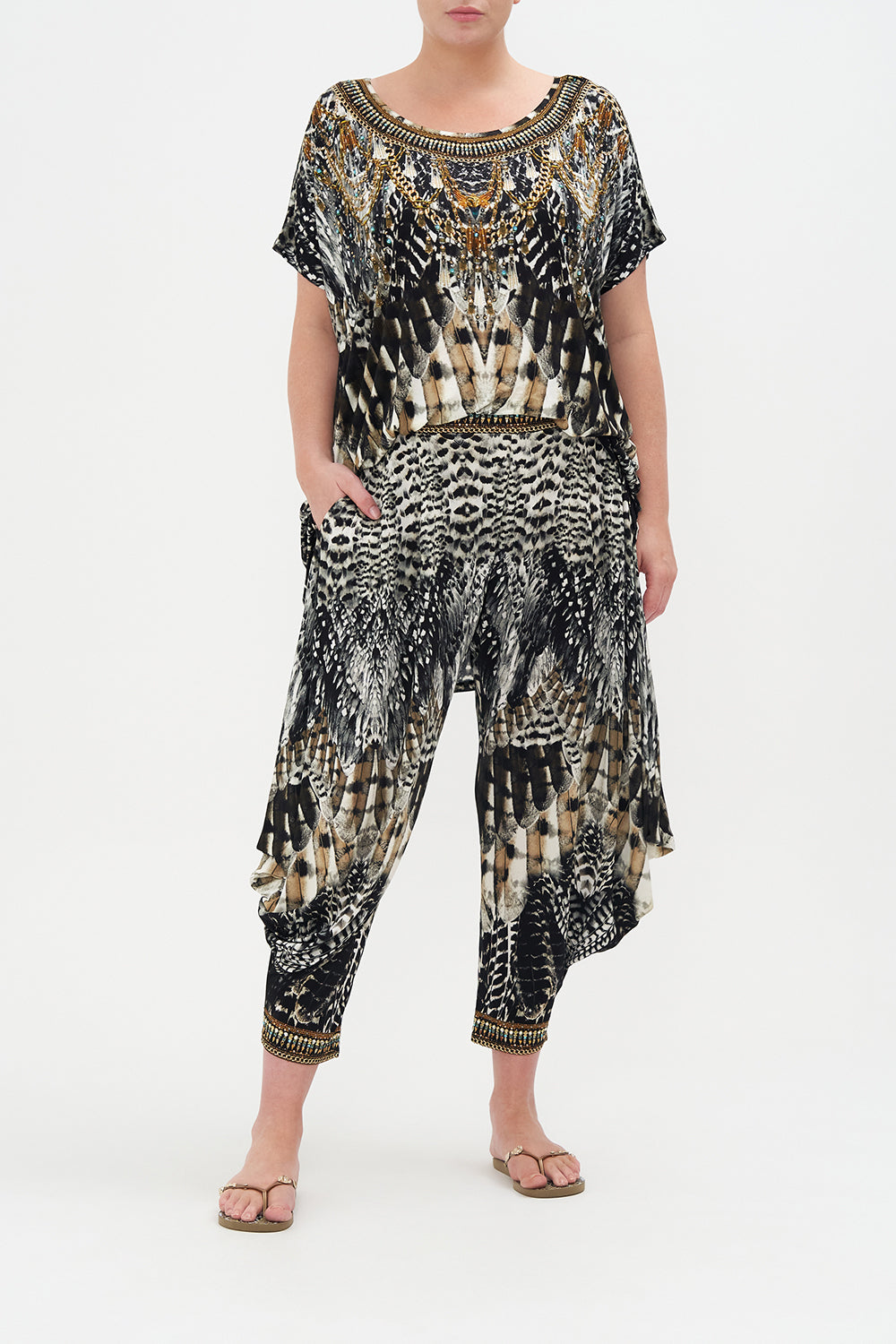 JERSEY DRAPE PANT WITH POCKET NIGHT OWL