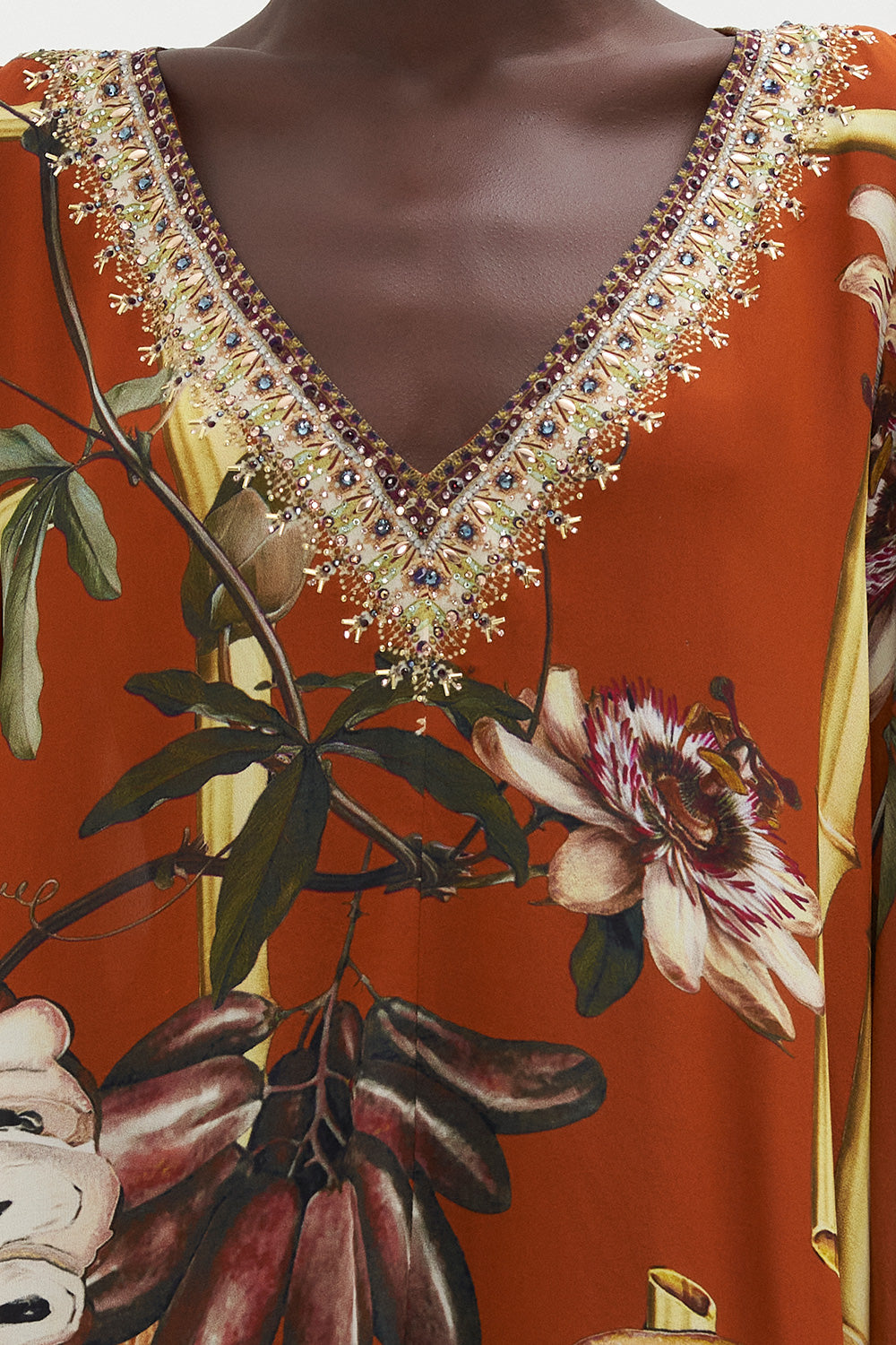 V NECK BLOUSON SLEEVE DRESS GARDEN OF EVE