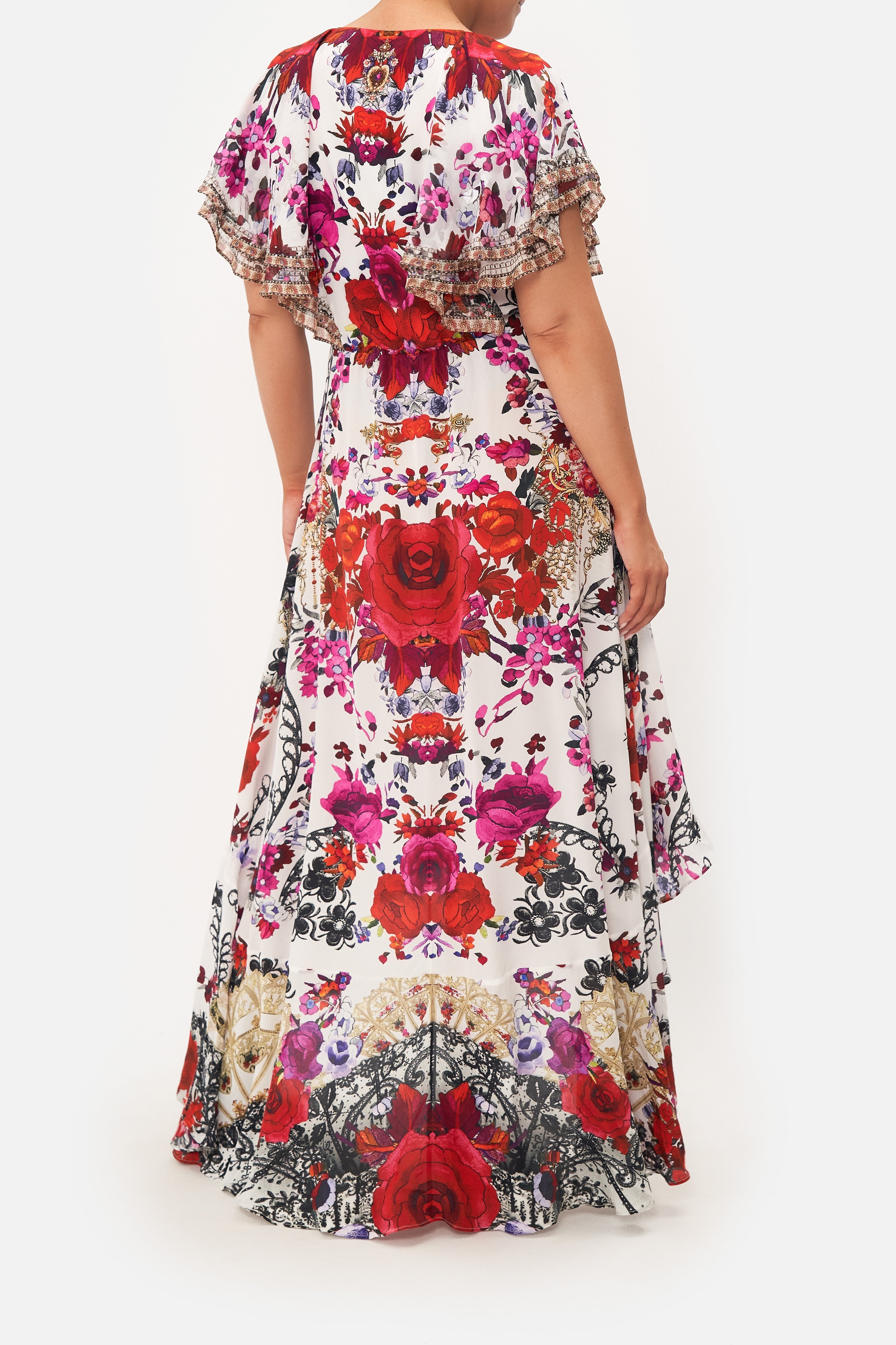 FRILL SLEEVE LONG DRESS REIGN OF ROSES