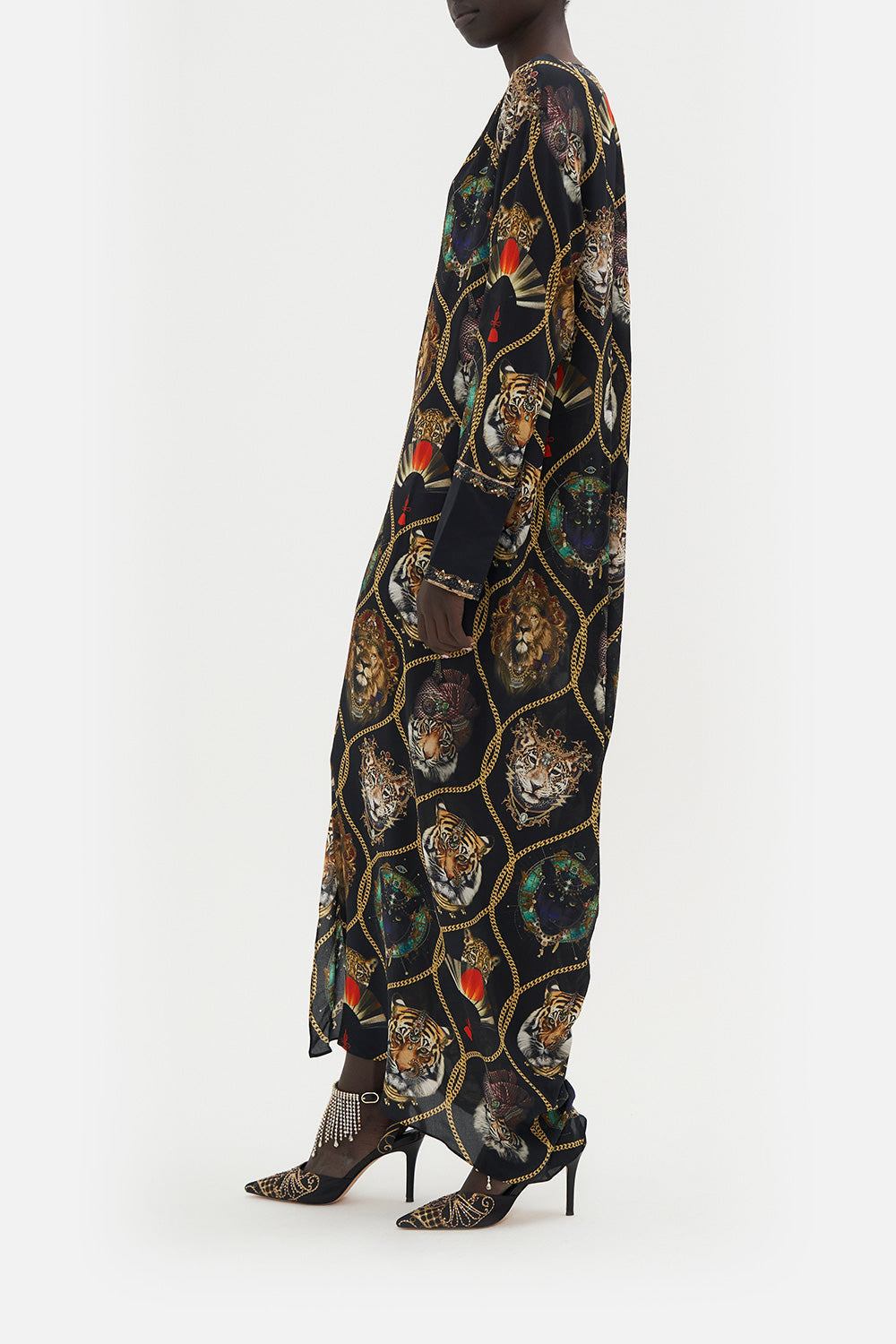 DRAPED BACK LONG SLEEVE DRESS JAGGIS JEWELS