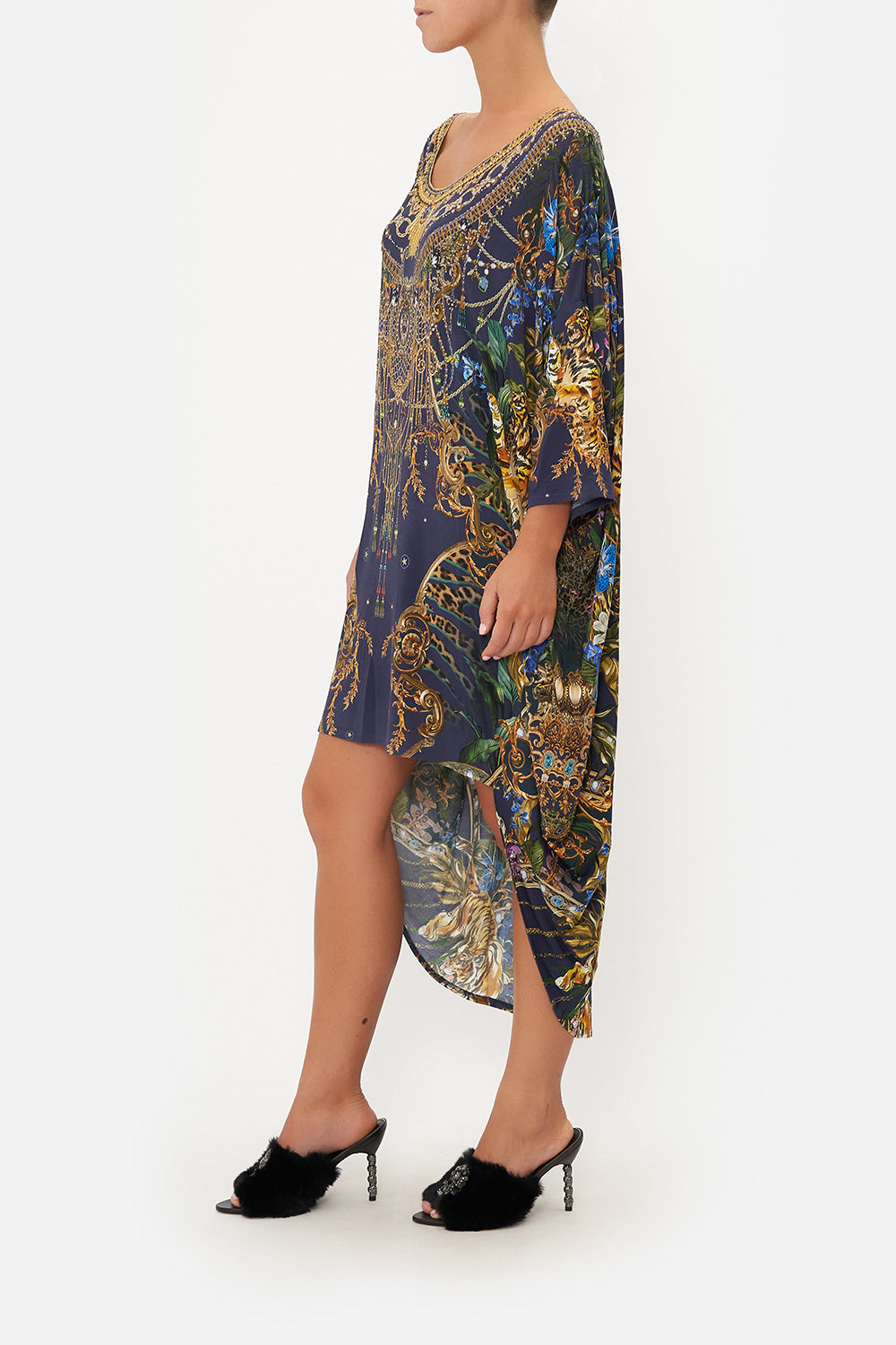 SCOOP BACK HEM DRESS TIGER TALES