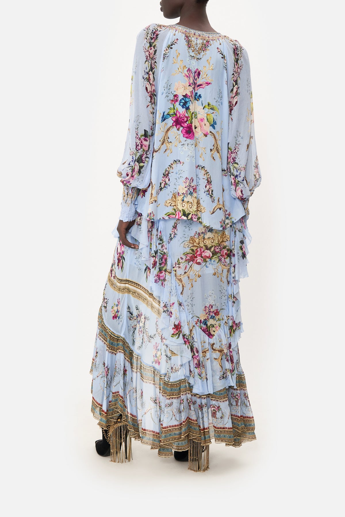 SHIRRED CUFF BLOUSE FLORAFUL