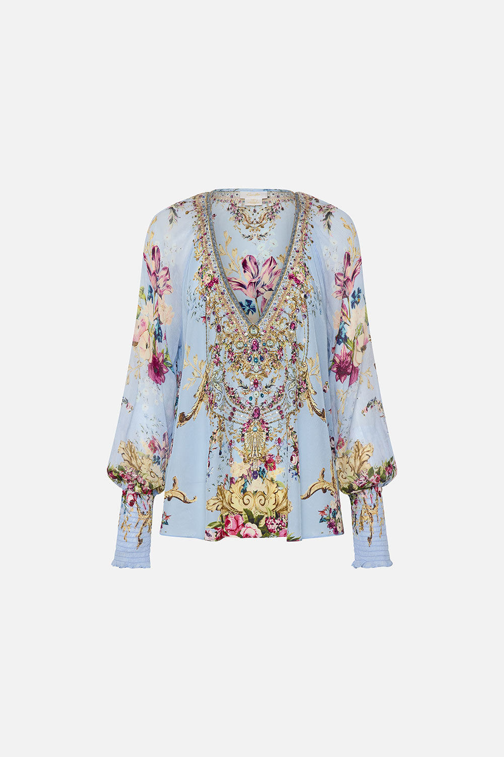 SHIRRED CUFF BLOUSE FLORAFUL