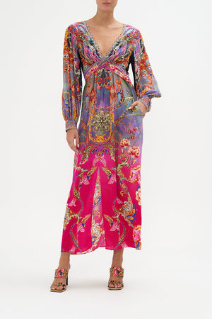 Twist Front Long Dress What Lies Beneath print by CAMILLA
