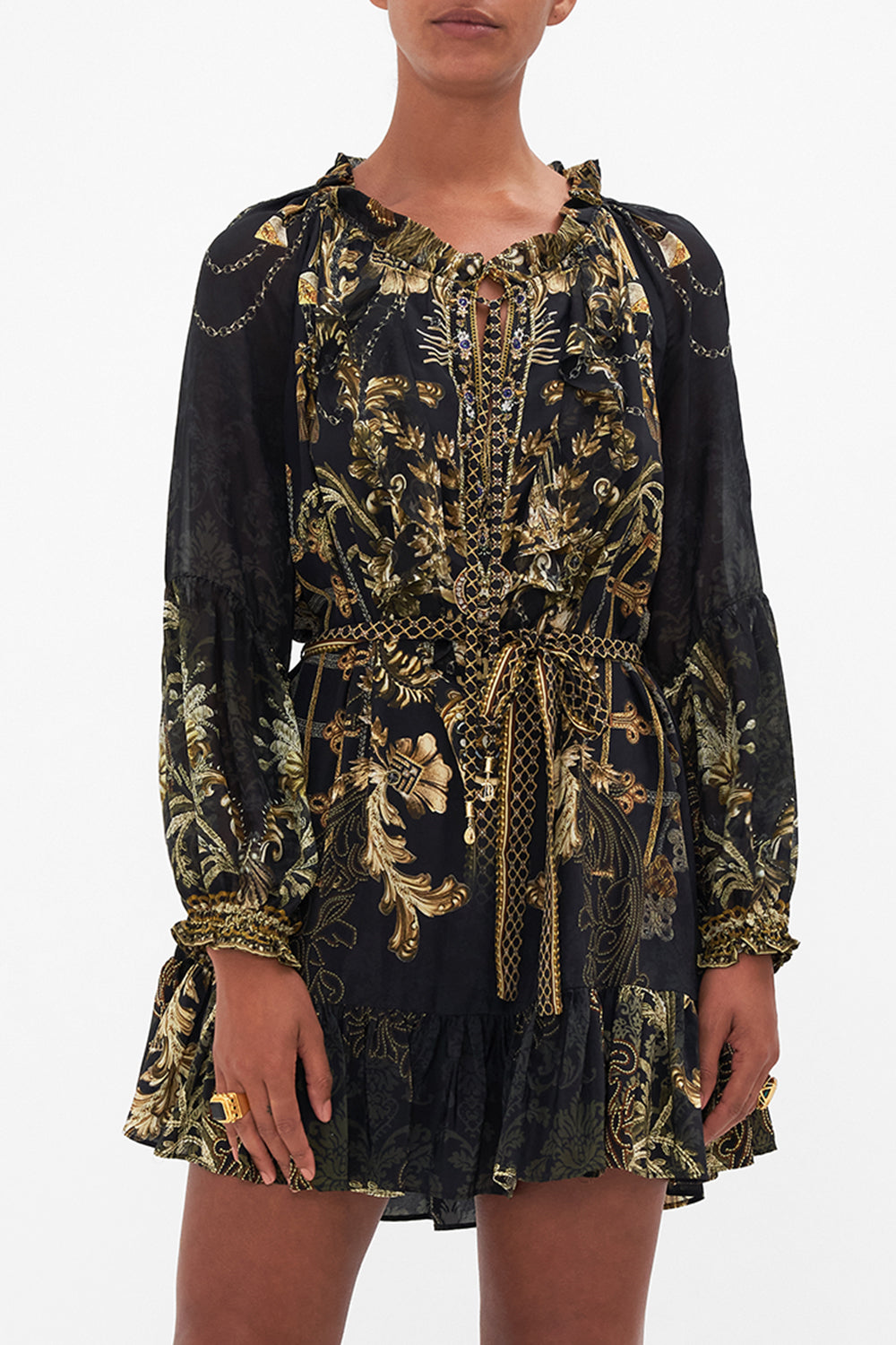 MINI RUFFLE TRAPEZE DRESS THE NIGHT IS NOIR