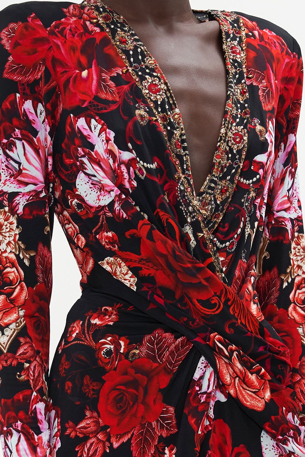 V-NECK CROSS FRONT DRESS SISTERHOOD OF THE ROSE