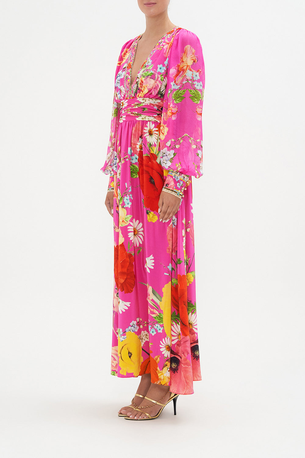 LONG DRESS WITH BLOUSON SLEEVE RAINBOW BODY