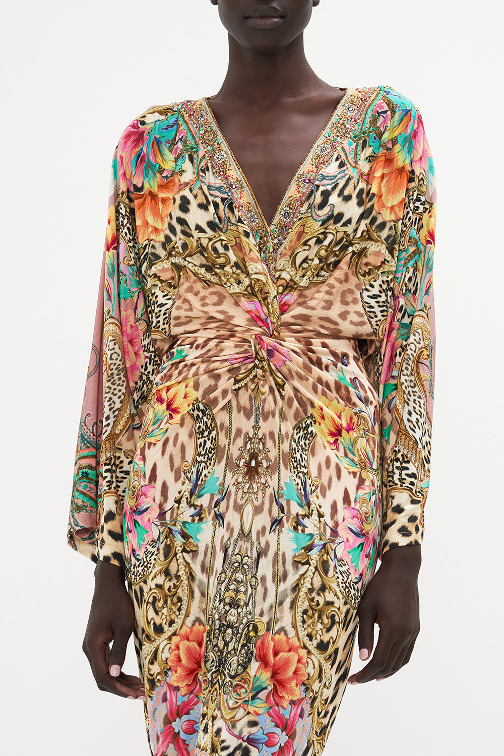 LONG SPLIT FRONT TWIST DRESS QUEEN ATLANTIS