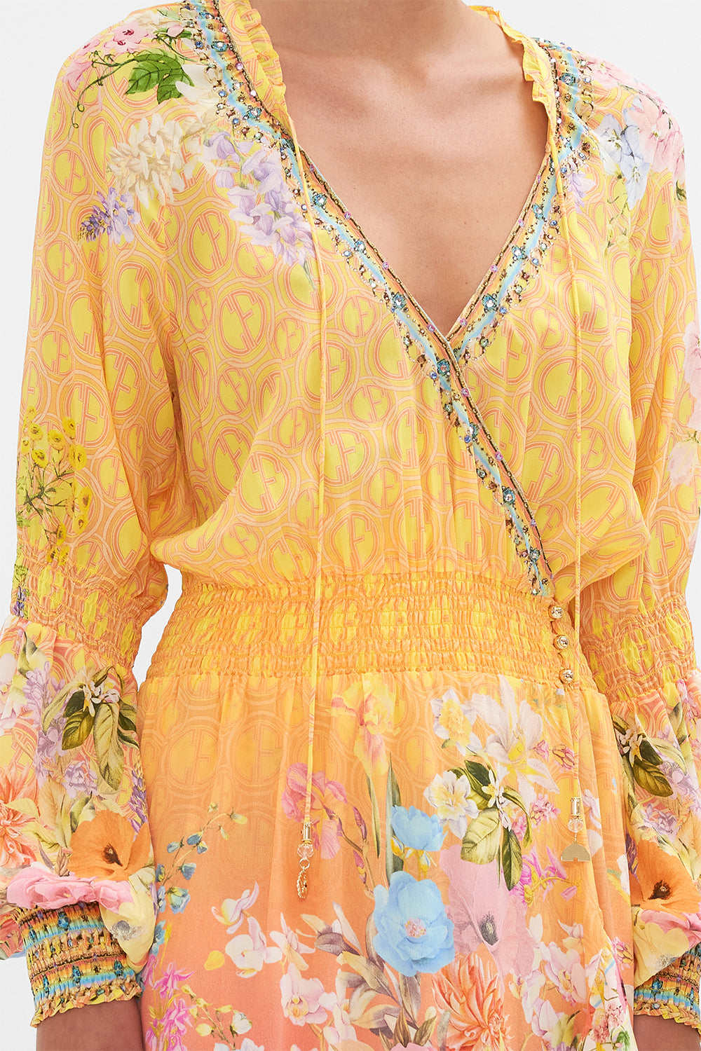 BLOUSON SLEEVE WRAP DRESS SOLAR FLARE