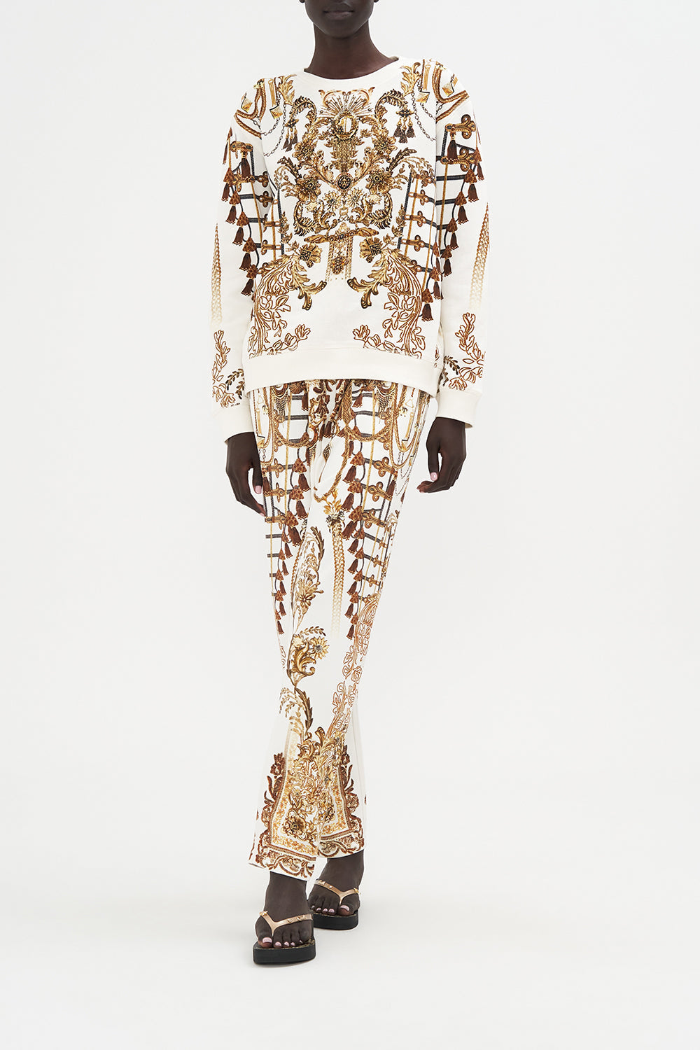 Round Neck Sweater Road To Richesse print by CAMILLA