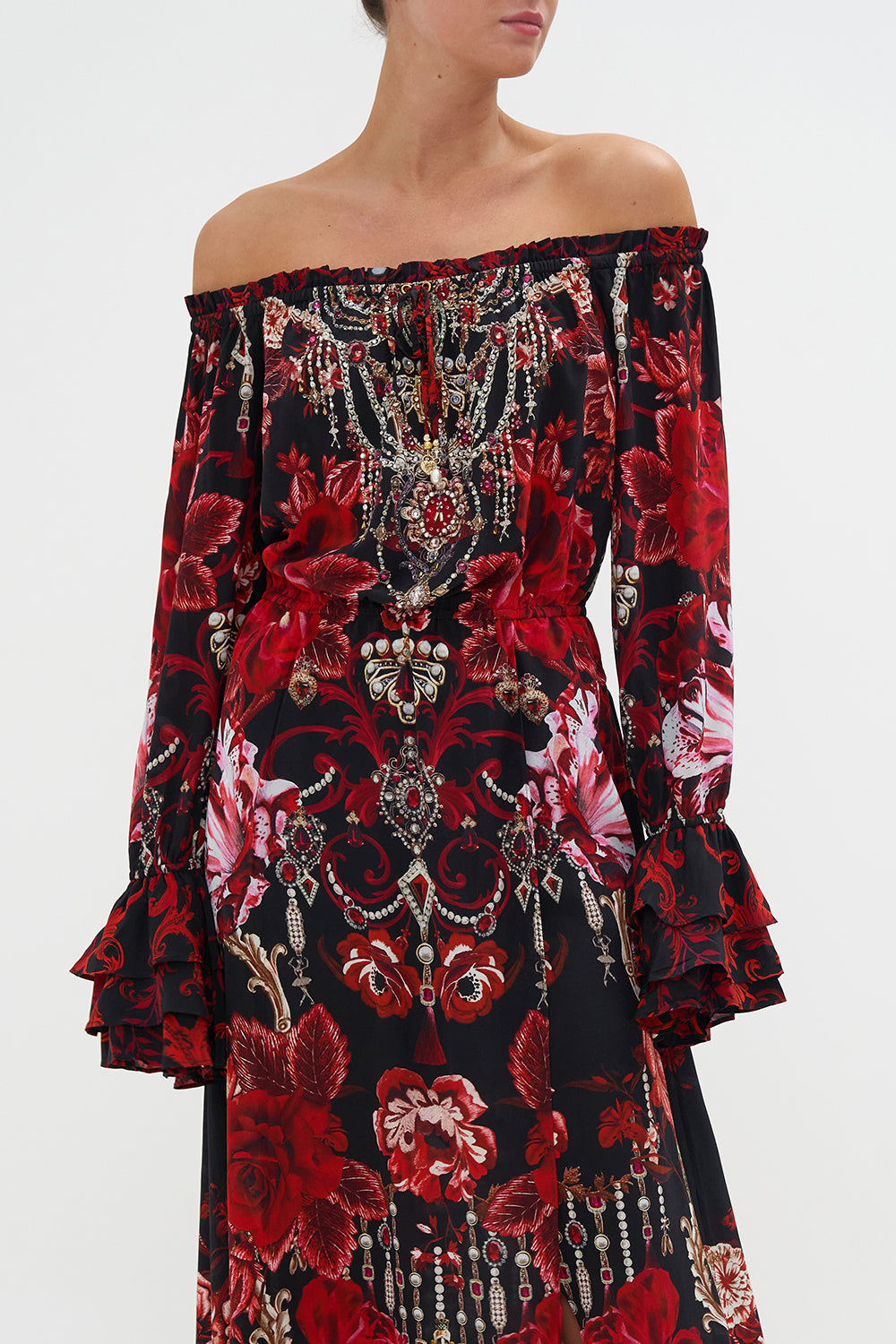 DROP SHOULDER SPLIT DRESS SISTERHOOD OF THE ROSE