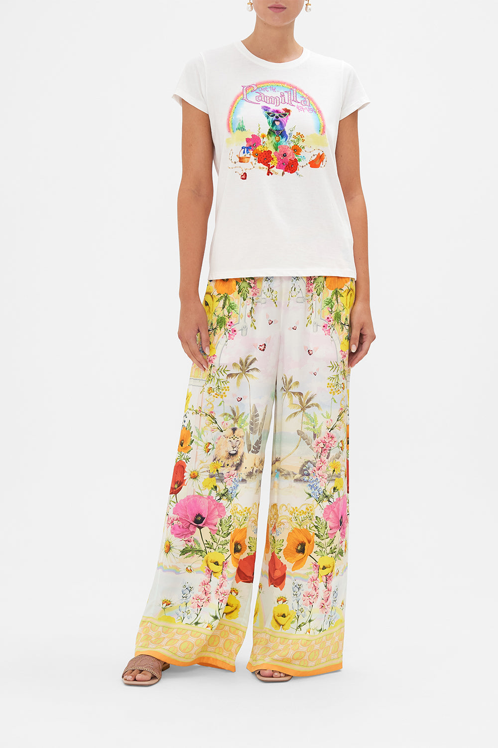 Slim Fit  Round Neck T-Shirt Sunlight Symphony print by CAMILLA