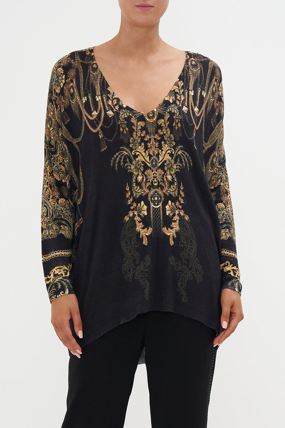 V NECK PRINTED JUMPER THE NIGHT IS NOIR