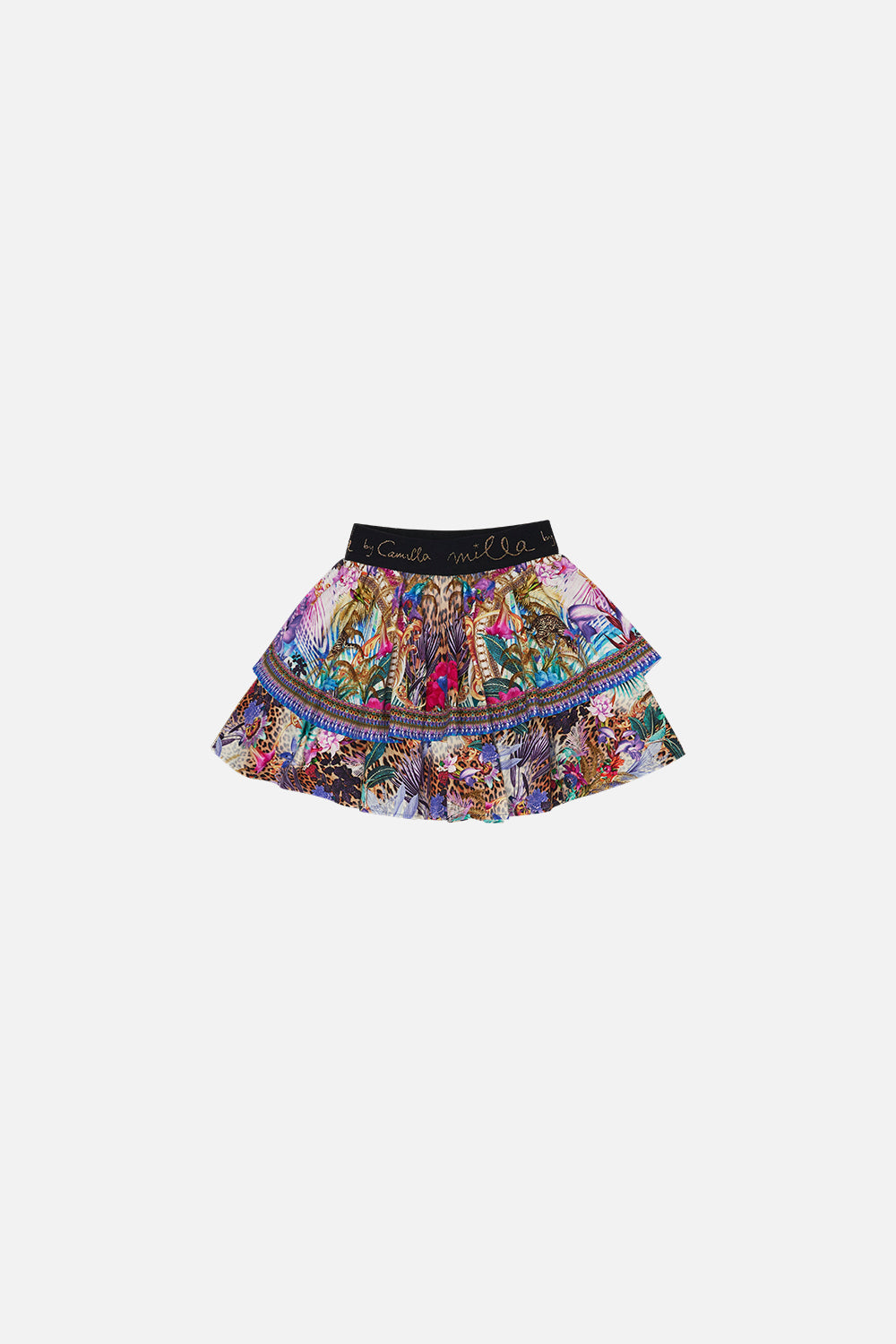 KIDS FRILL HEM SKIRT WITH JACQUARD ELASTIC WAISTBAND 4-10 MERRY GO ROUND