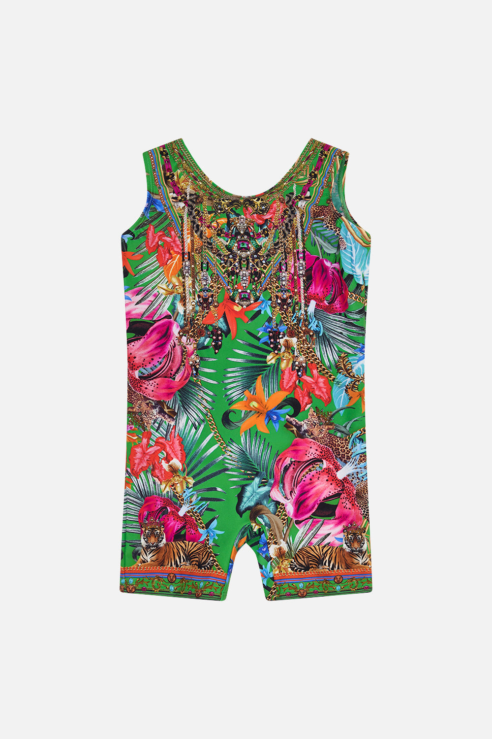 Kids Short Leg Catsuit 4-10 Curious And Curiouser print by CAMILLA